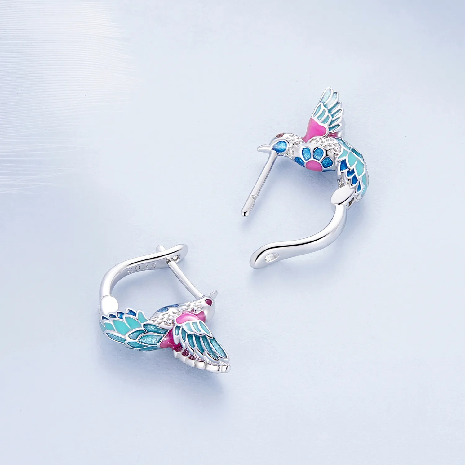 Pandora Style Kingfisher Hoop Earrings - BSE899