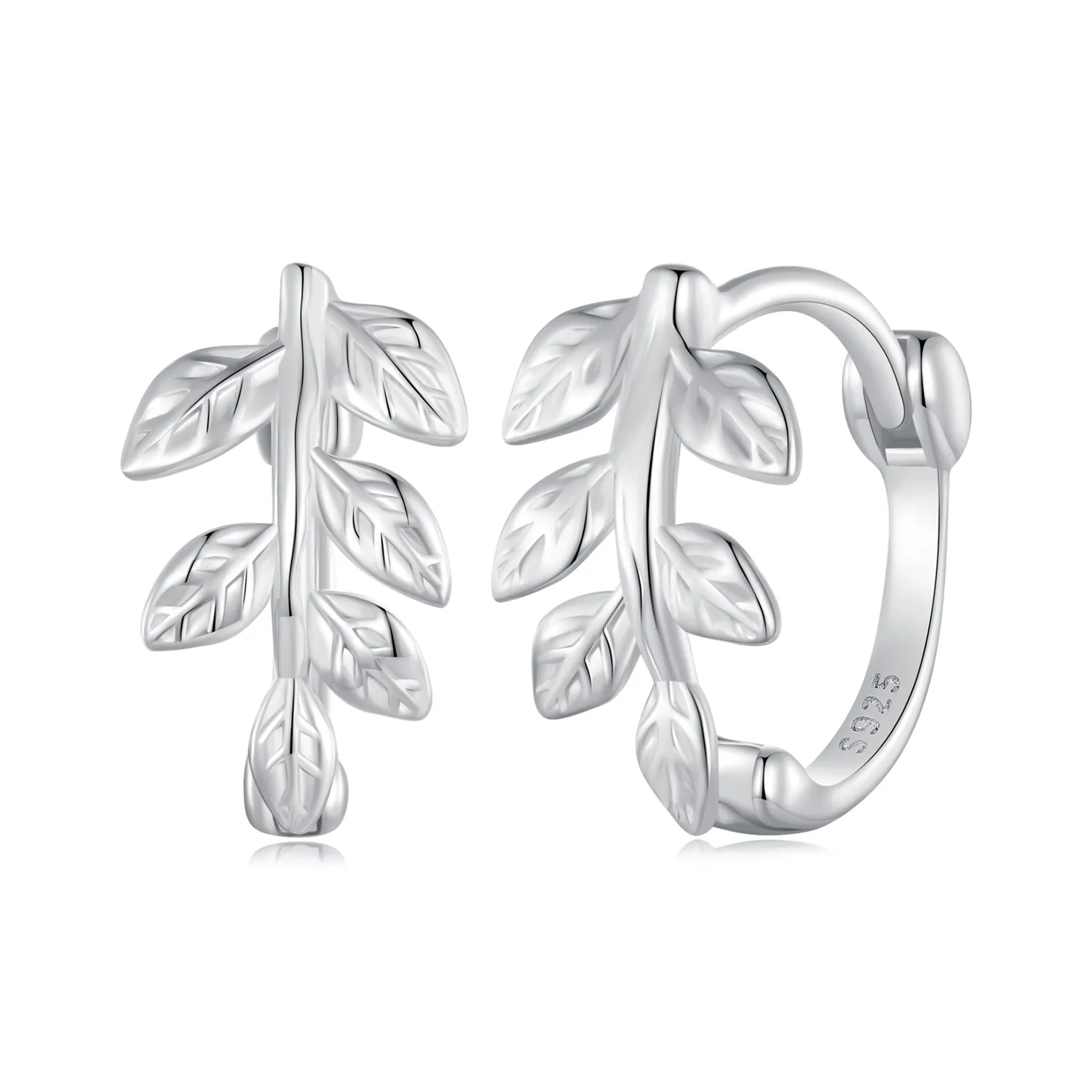 Pandora Style Leaf Hoop Earrings - SCE1660