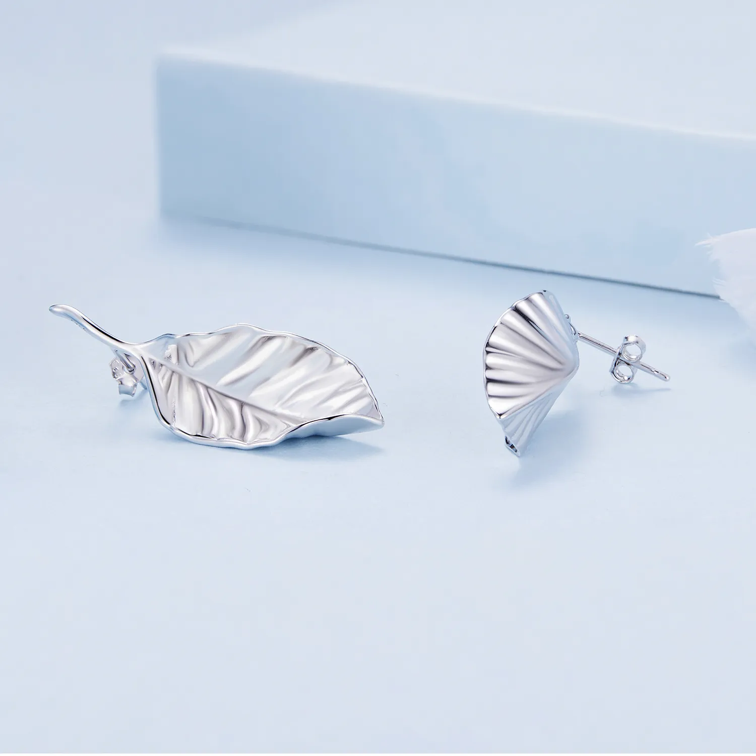 Pandora Style Leaves Studs Earrings - BSE812