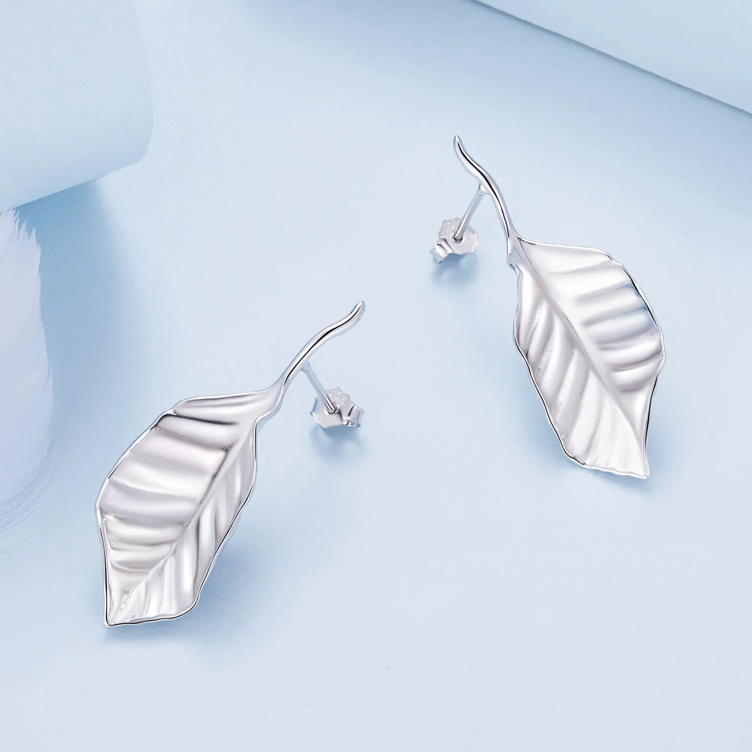 Pandora Style Leaves Studs Earrings - BSE812