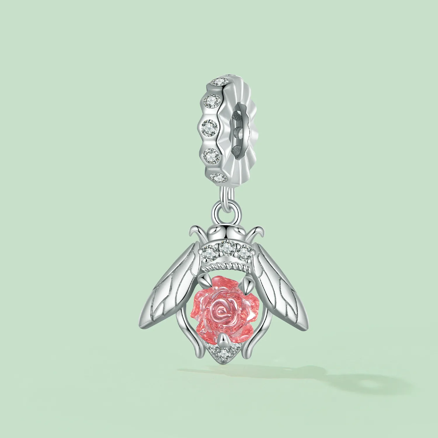 Pandora Style Light Sensitive Bee Rose Dangle - SCC2598