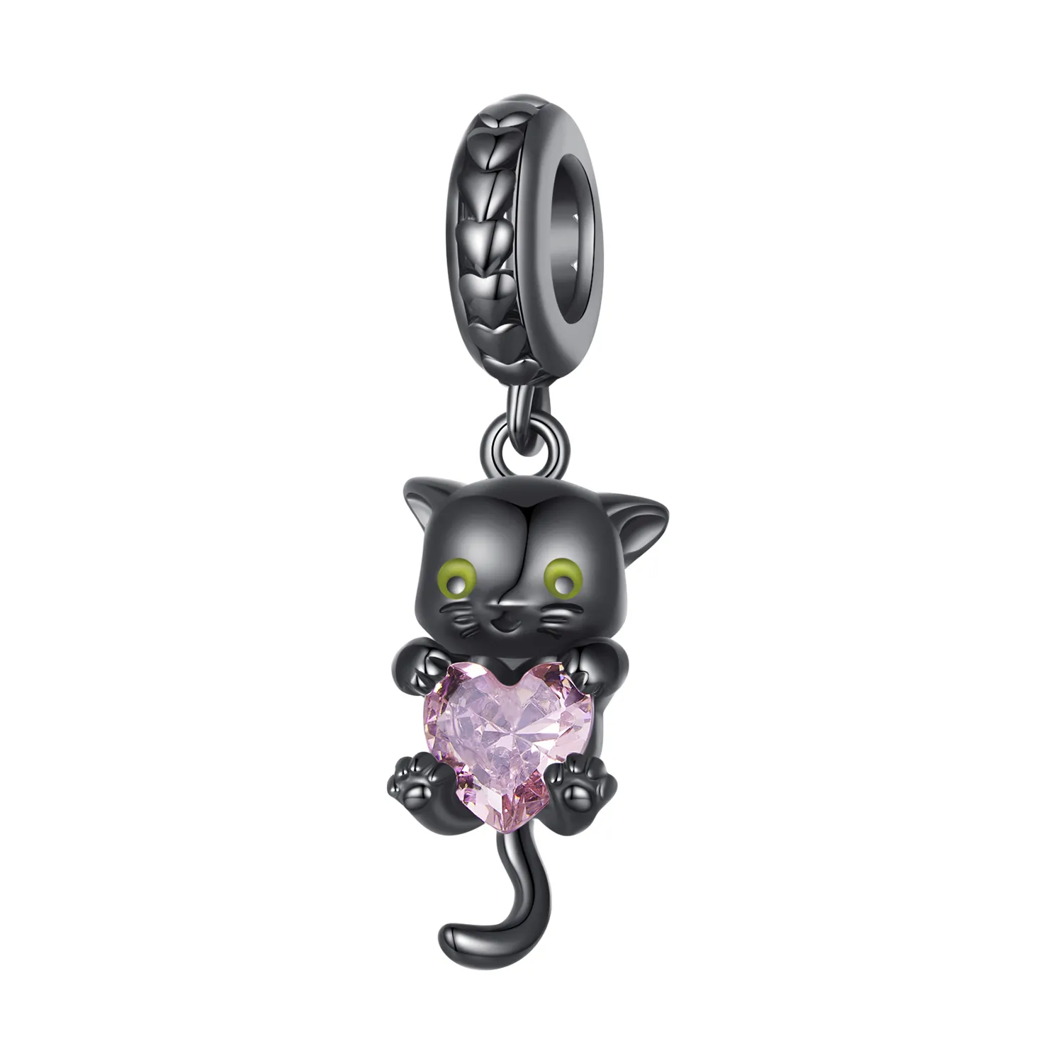 pandora style little black cat dangle bsc800