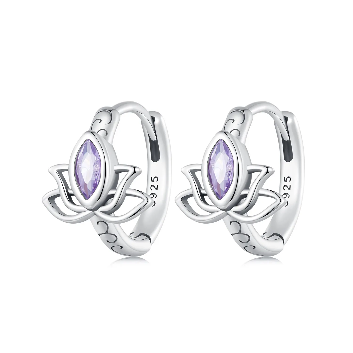 pandora style lotus hoop earrings sce1648