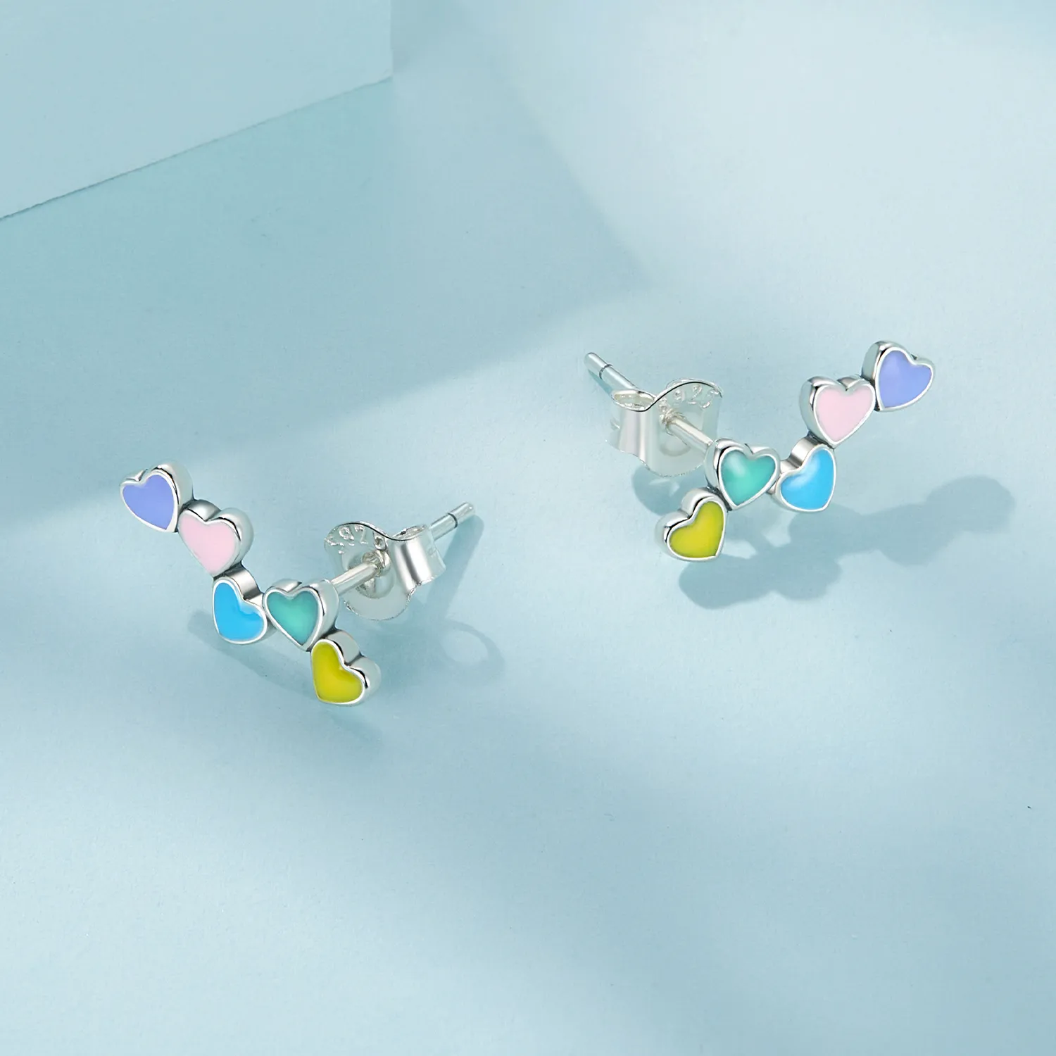 Pandora Style Love Colorful Studs Earrings - SCE1638