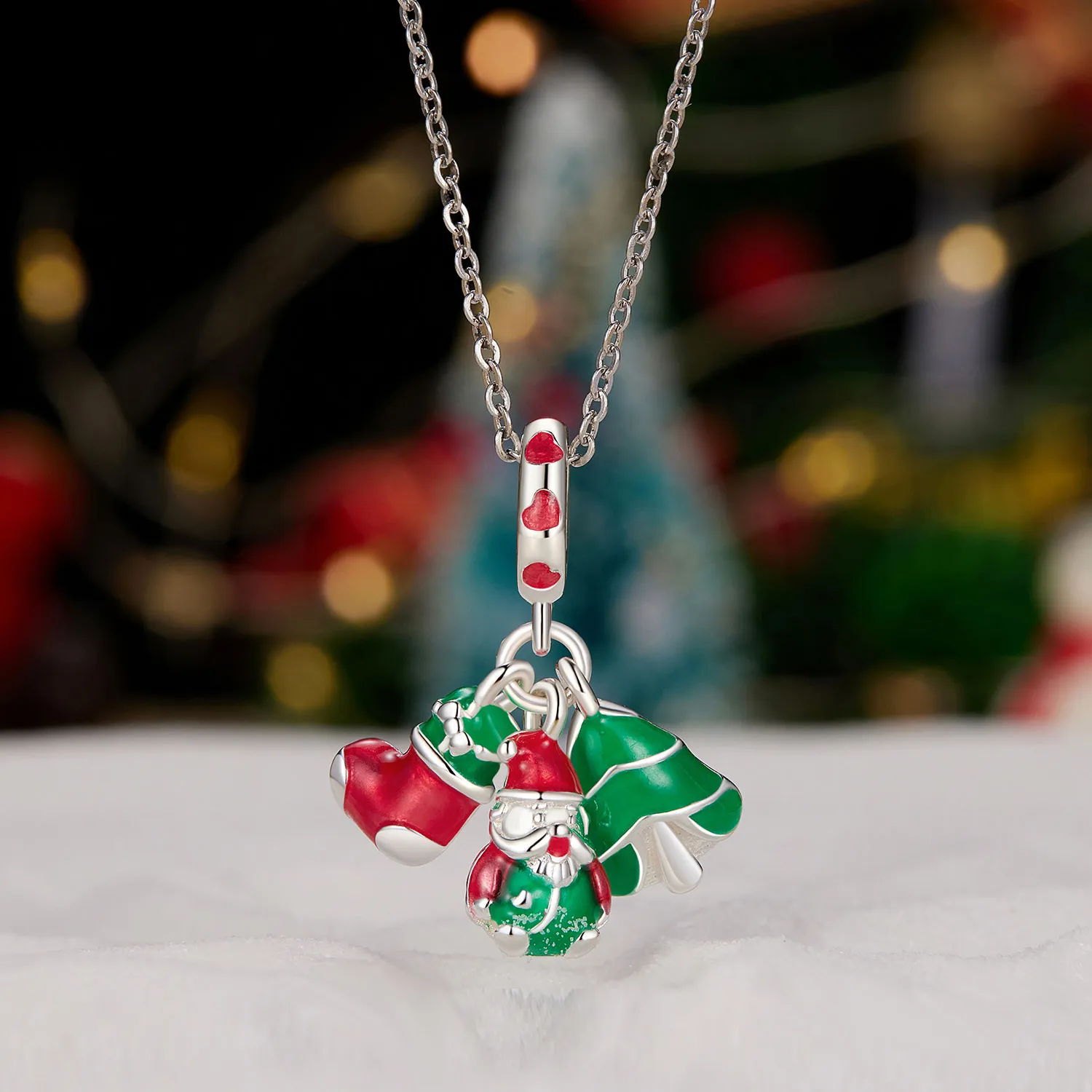 Pandora Style Luminous Christmas tree, Santa Claus and socks Dangle - SCC2647