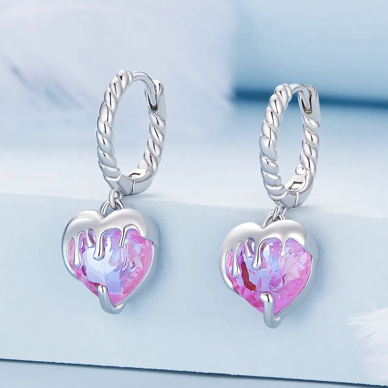 Pandora Style Melting Heart Hoop Earrings - BSE833