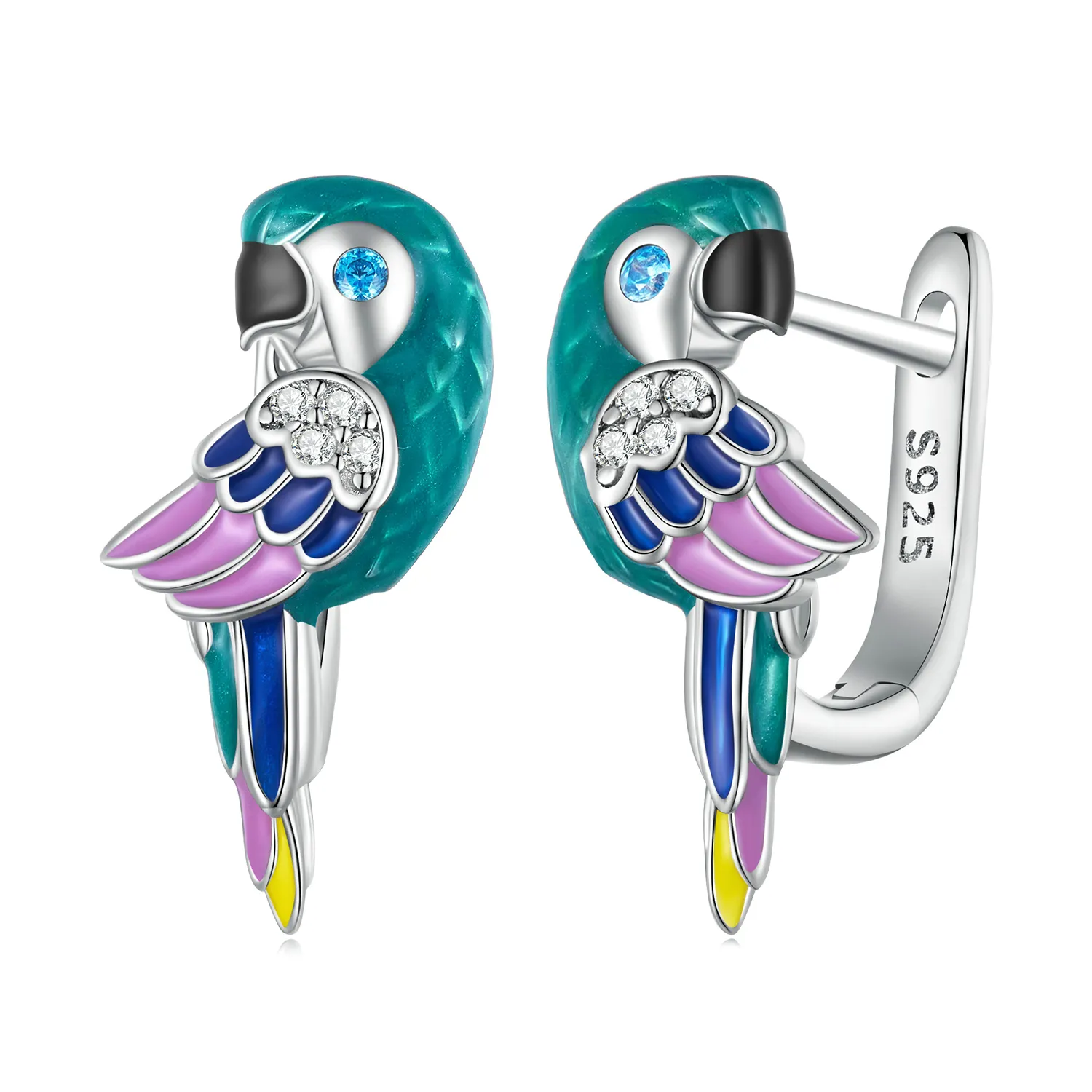 pandora style parrot hoop earrings bse829