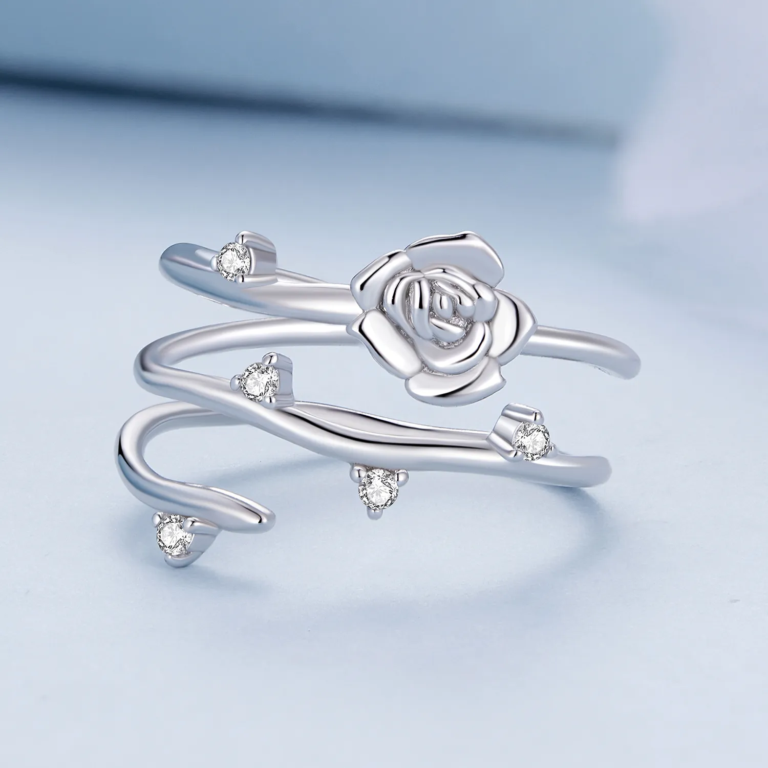 Pandora Style Personalized Versatile Rose Vine Ring - BSR404