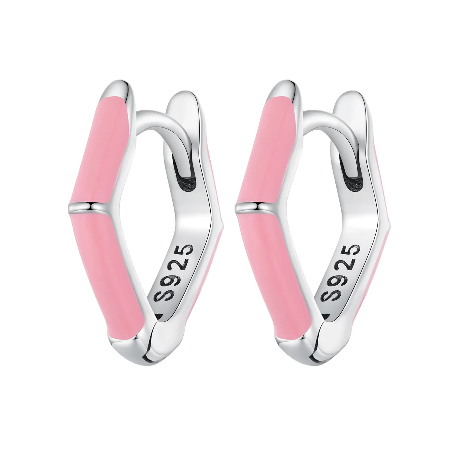 Pandora Style Pink Diamond Hoop Earrings - SCE1569-PK