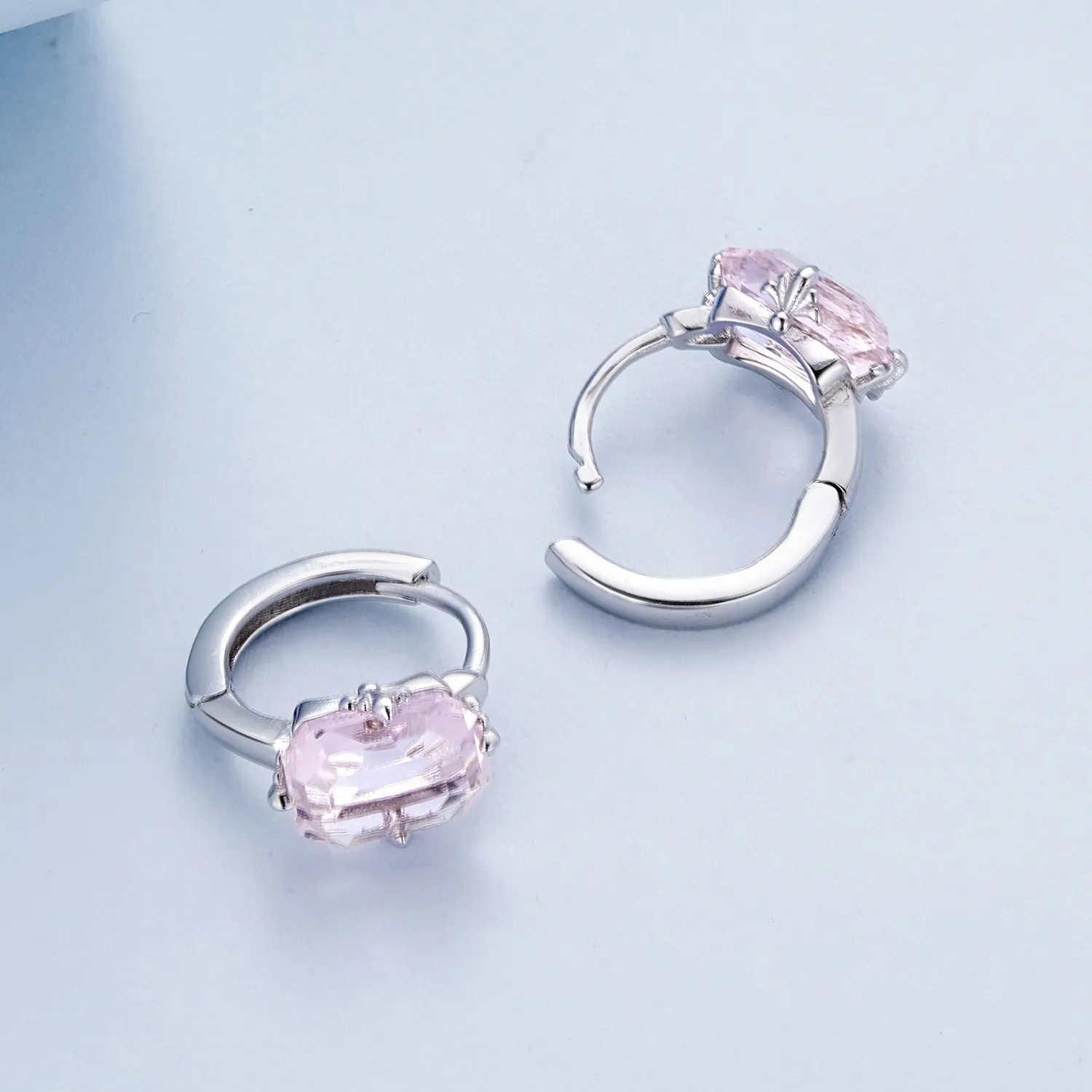 Pandora Style Pink Gem Hoop Earrings - BSE889