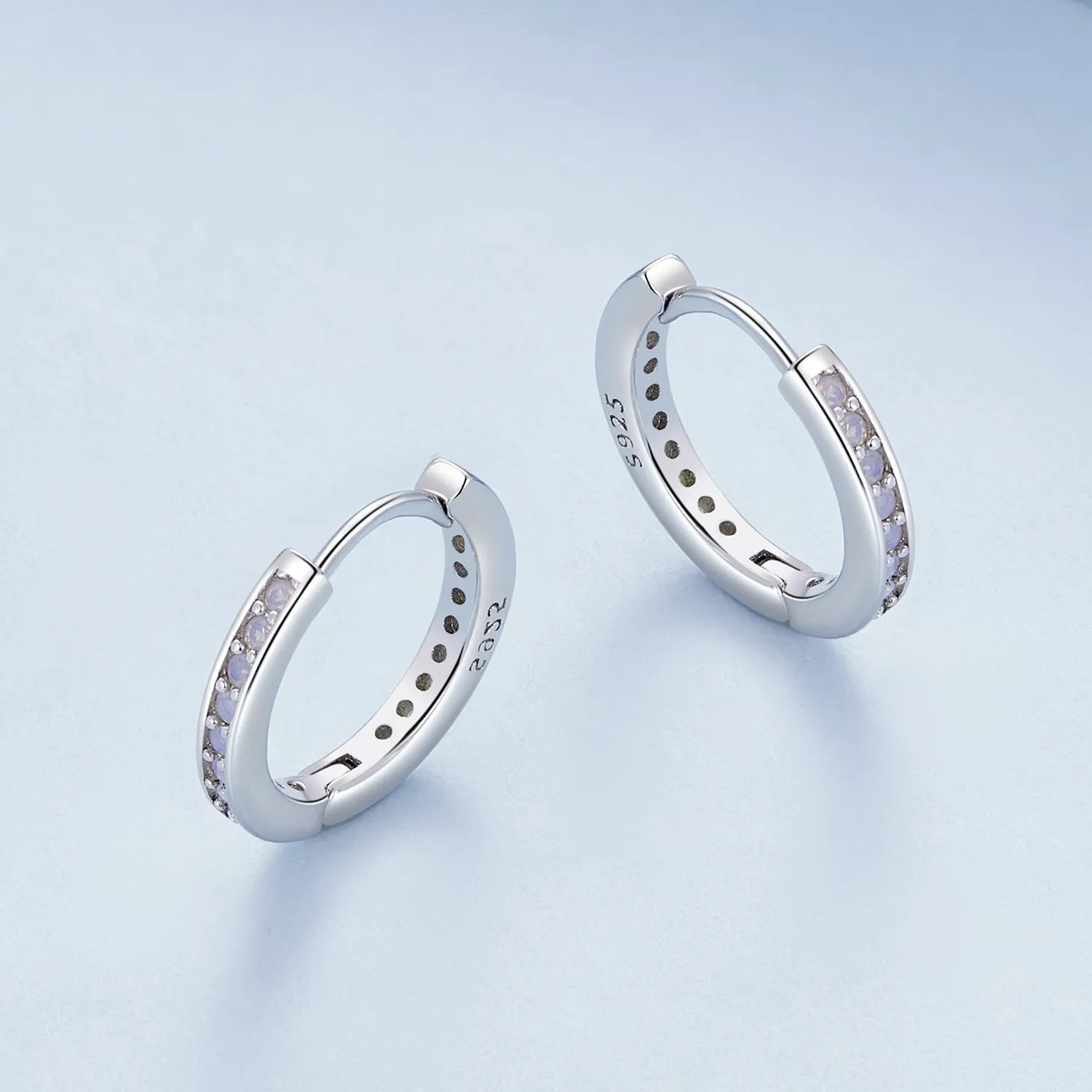 Pandora Style Pink Opal Hoop Earrings - BSE875