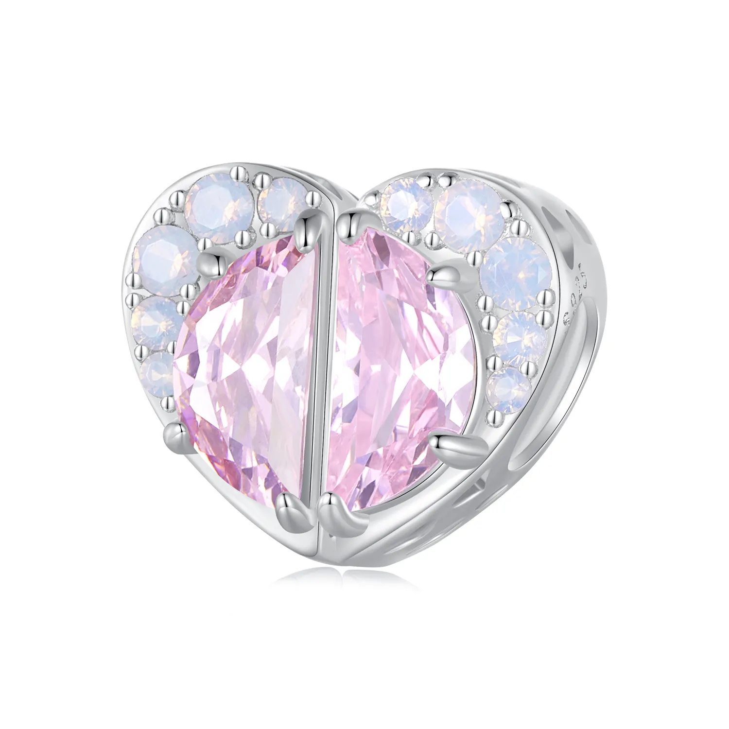 pandora style pink sisters heart charm scc2641