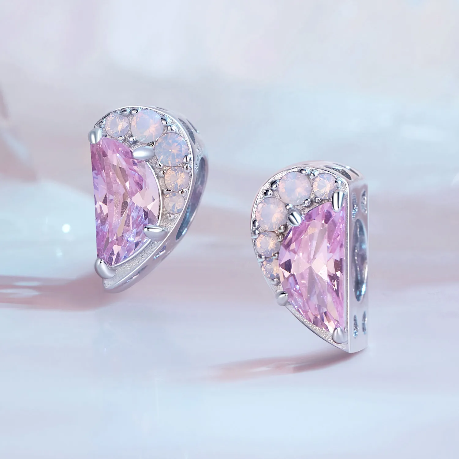 Pandora Style Pink Sisters Heart Charm - SCC2641