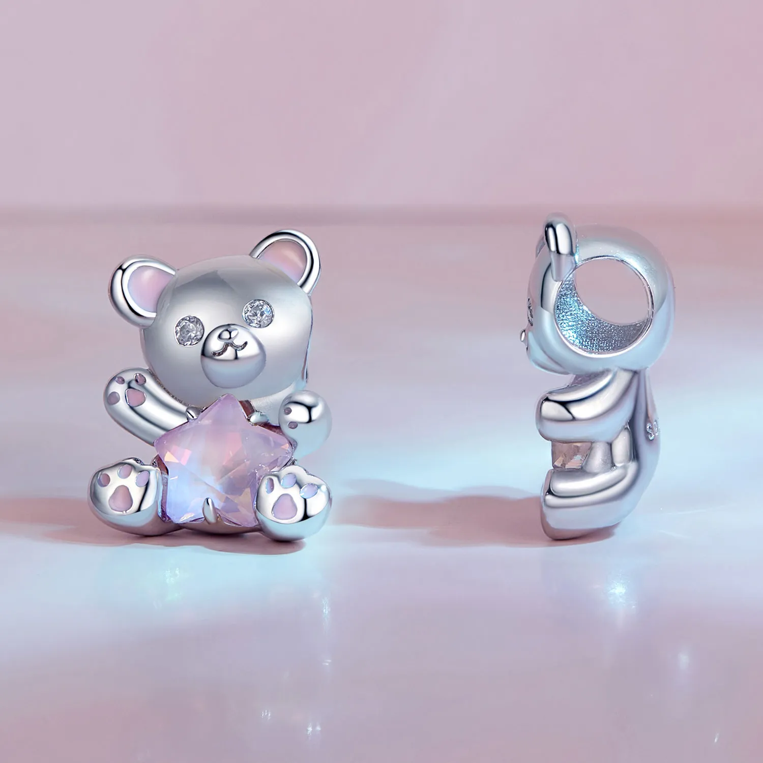 Pandora Style Pink Star Bear Charm - SCC2638