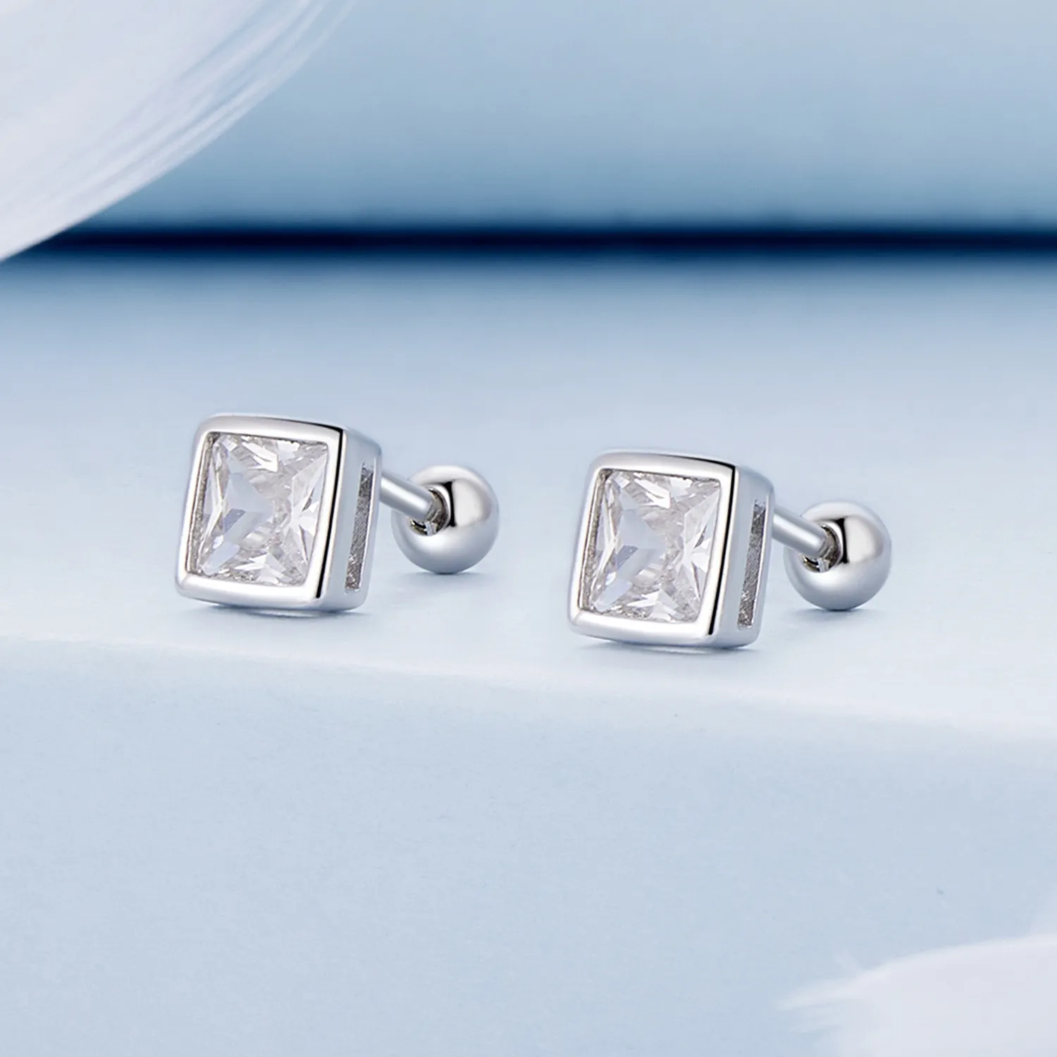 Pandora Style Princess Zirconia Studs Earrings - BSE885-L