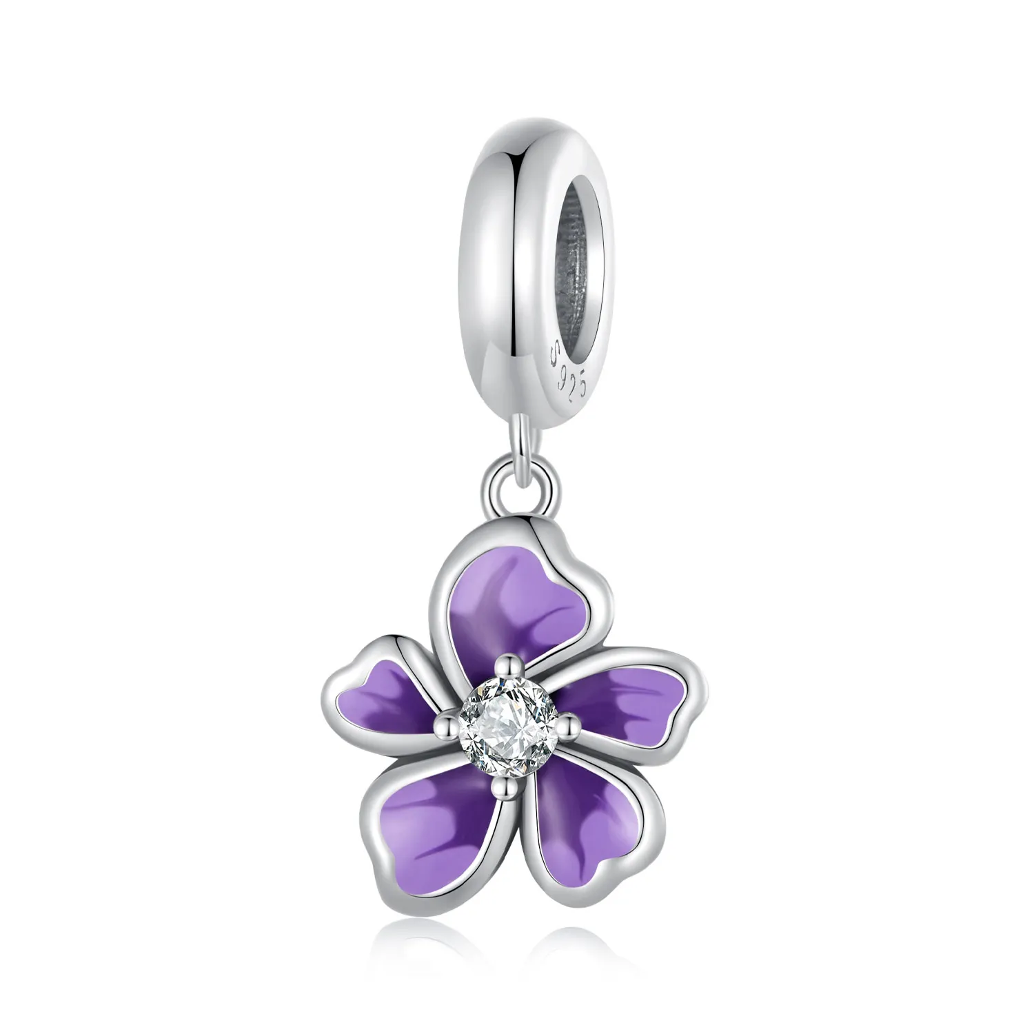 Pandora Style Purple Flower Dangle - SCC2556