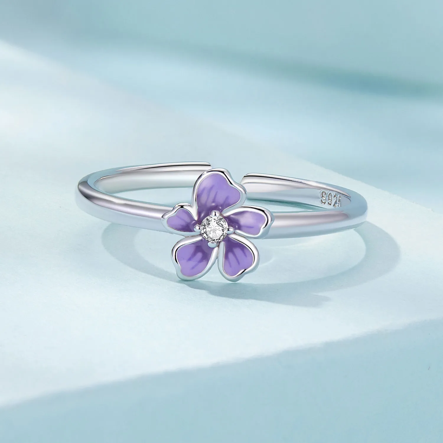 Pandora Style Purple Flower Ring - SCR976-E