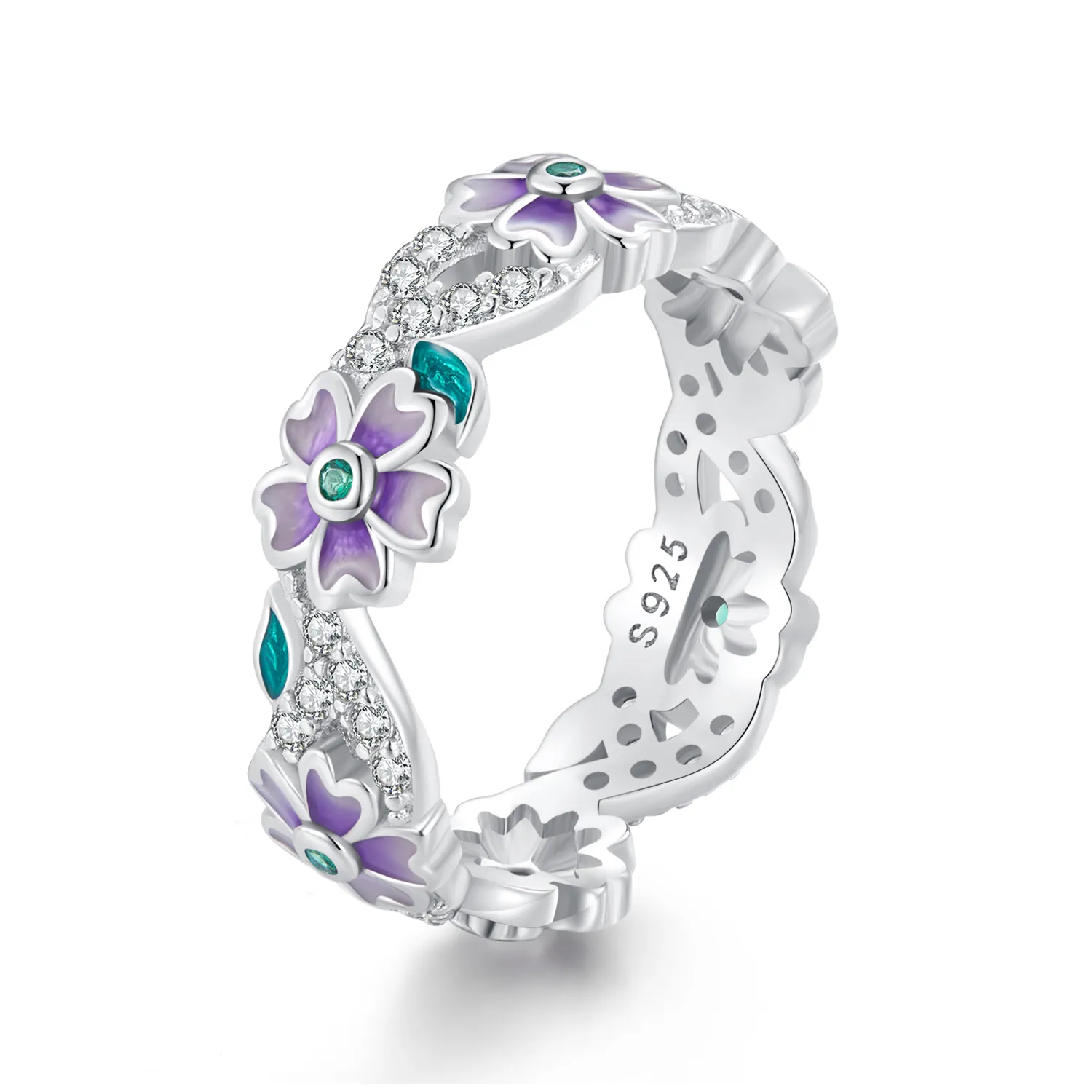 Pandora Style Purple Garland Ring - BSR492