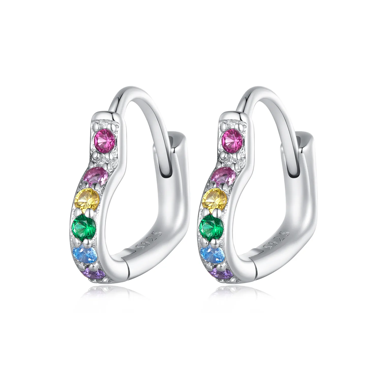 pandora style rainbow heart hoop earrings sce1626cf