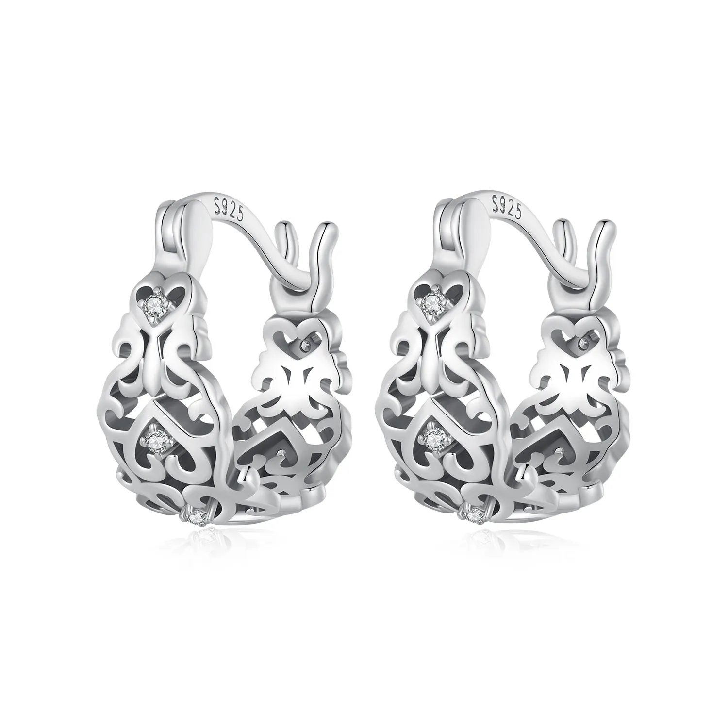 Pandora Style Retro Pattern Hoop Earrings - SCE1650