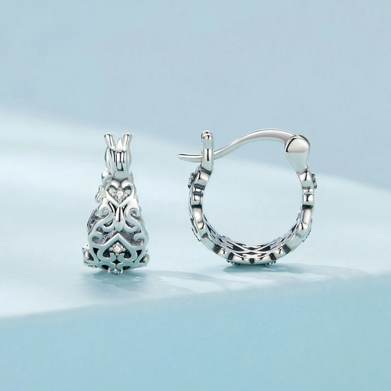 Pandora Style Retro Pattern Hoop Earrings - SCE1650