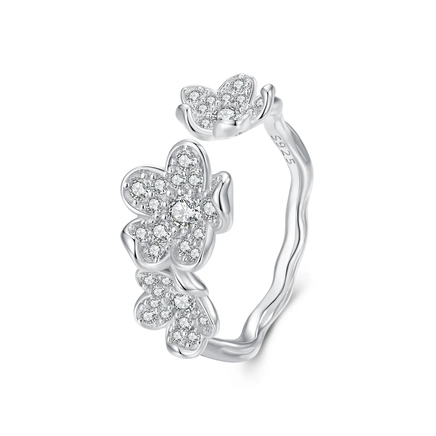 pandora style ring full of flowers bsr447