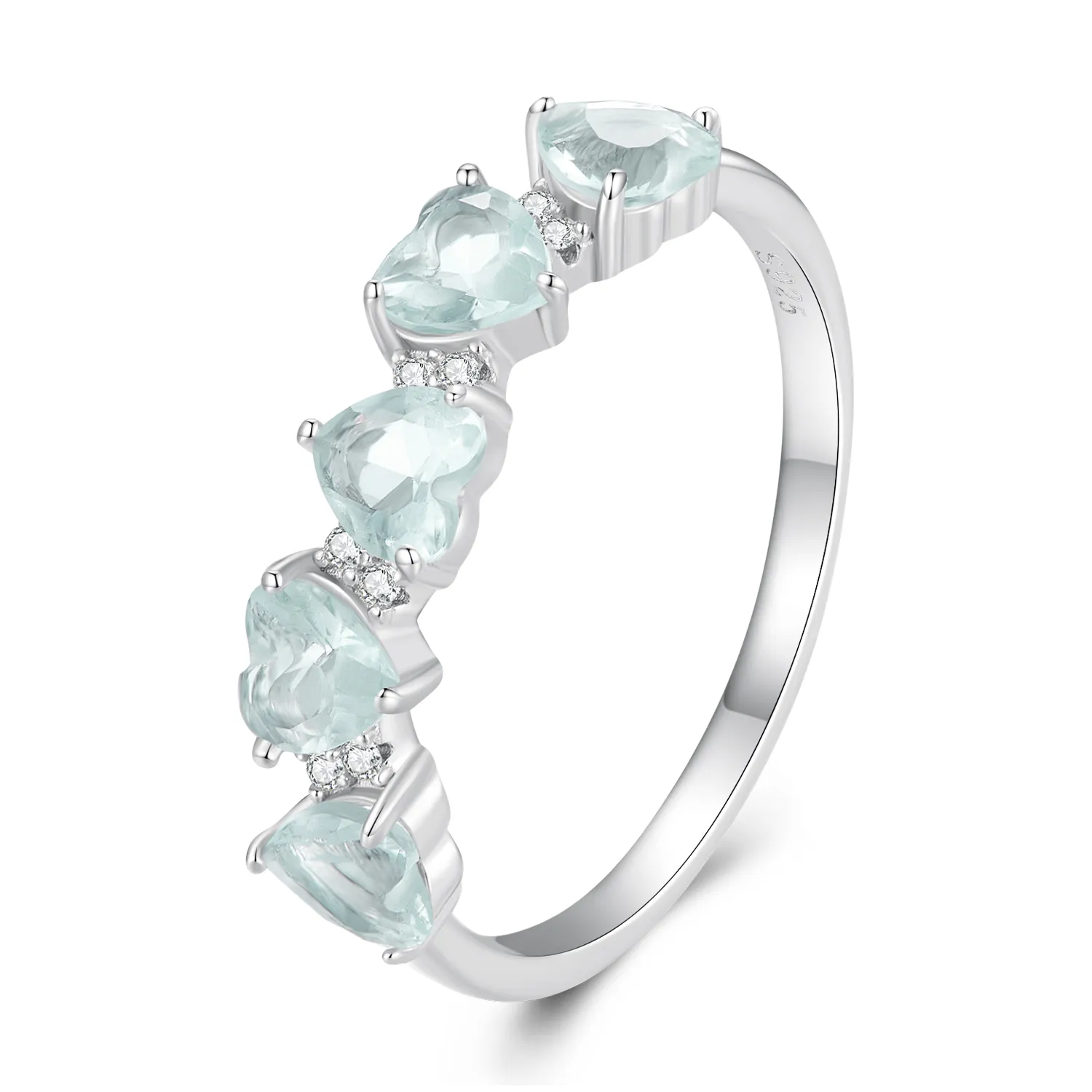 Pandora Style Sea Blue Heart Ring - BSR406