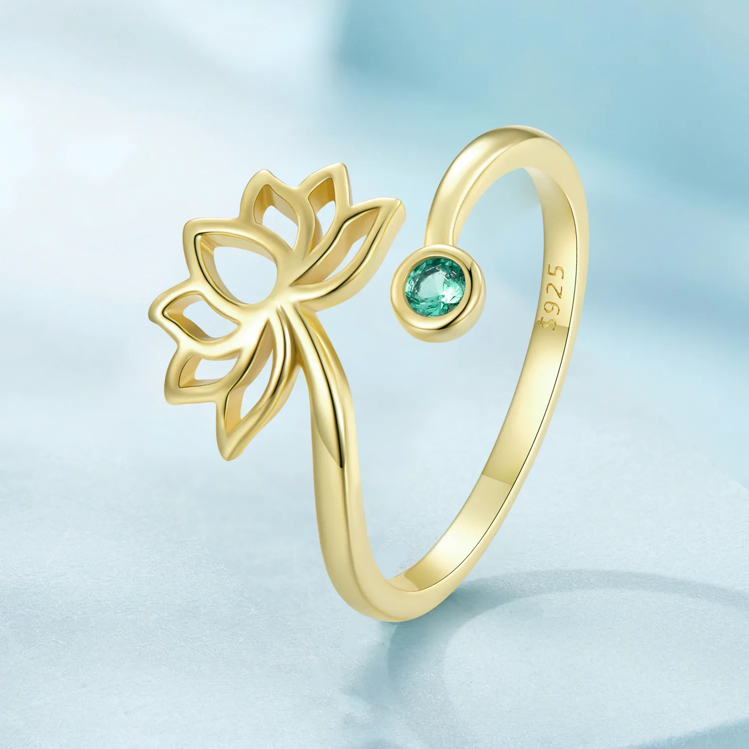 Pandora Style Simple Lotus Open Ring - SCR821-B