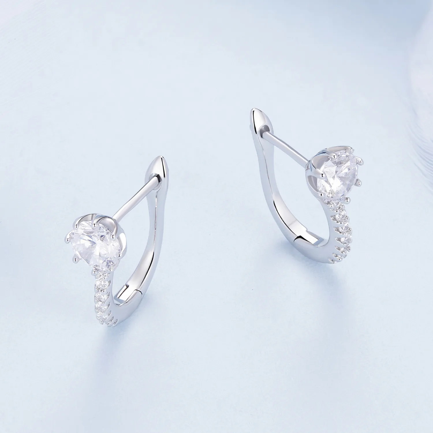 Pandora Style Simple Zircon Hoop Earrings - BSE856