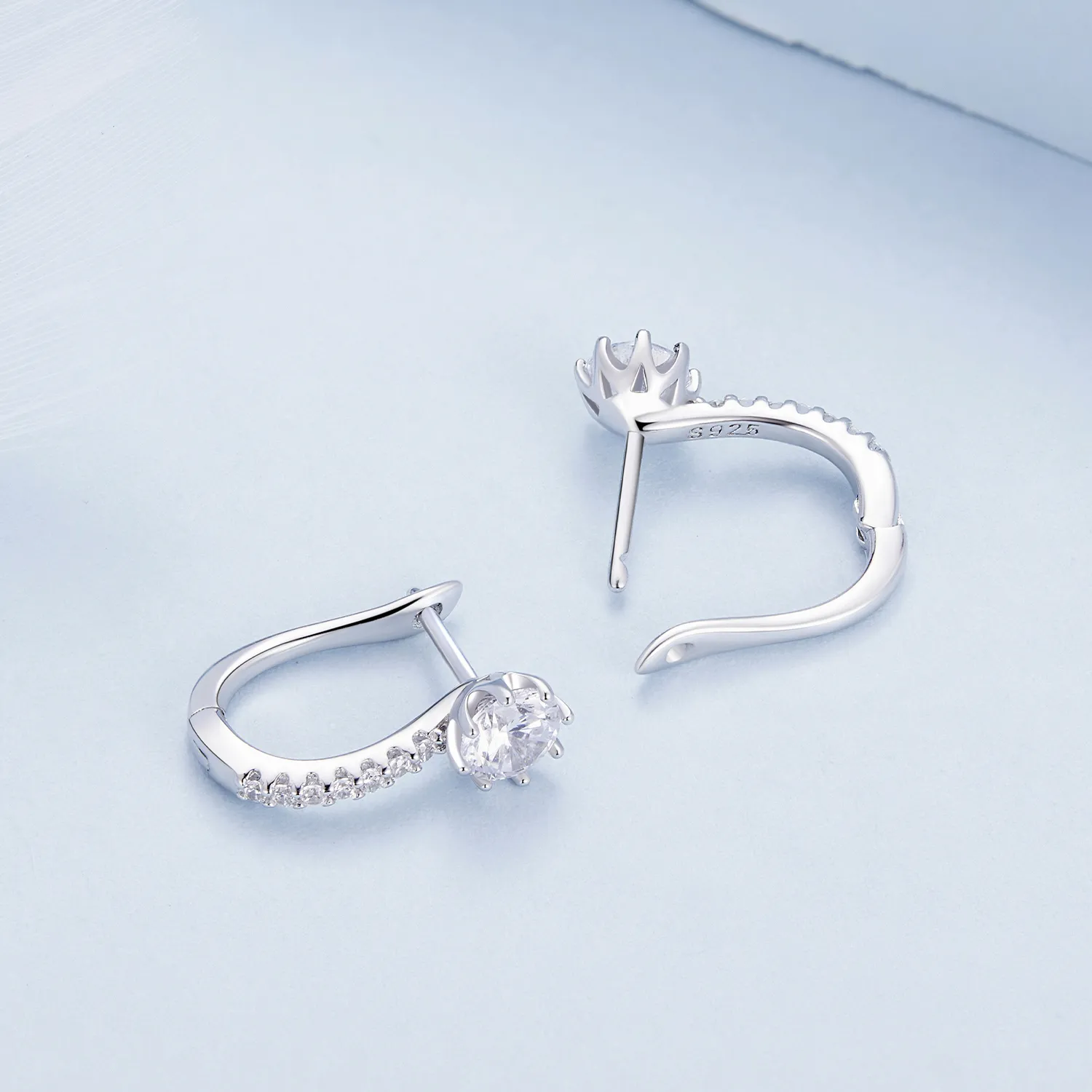 Pandora Style Simple Zircon Hoop Earrings - BSE856