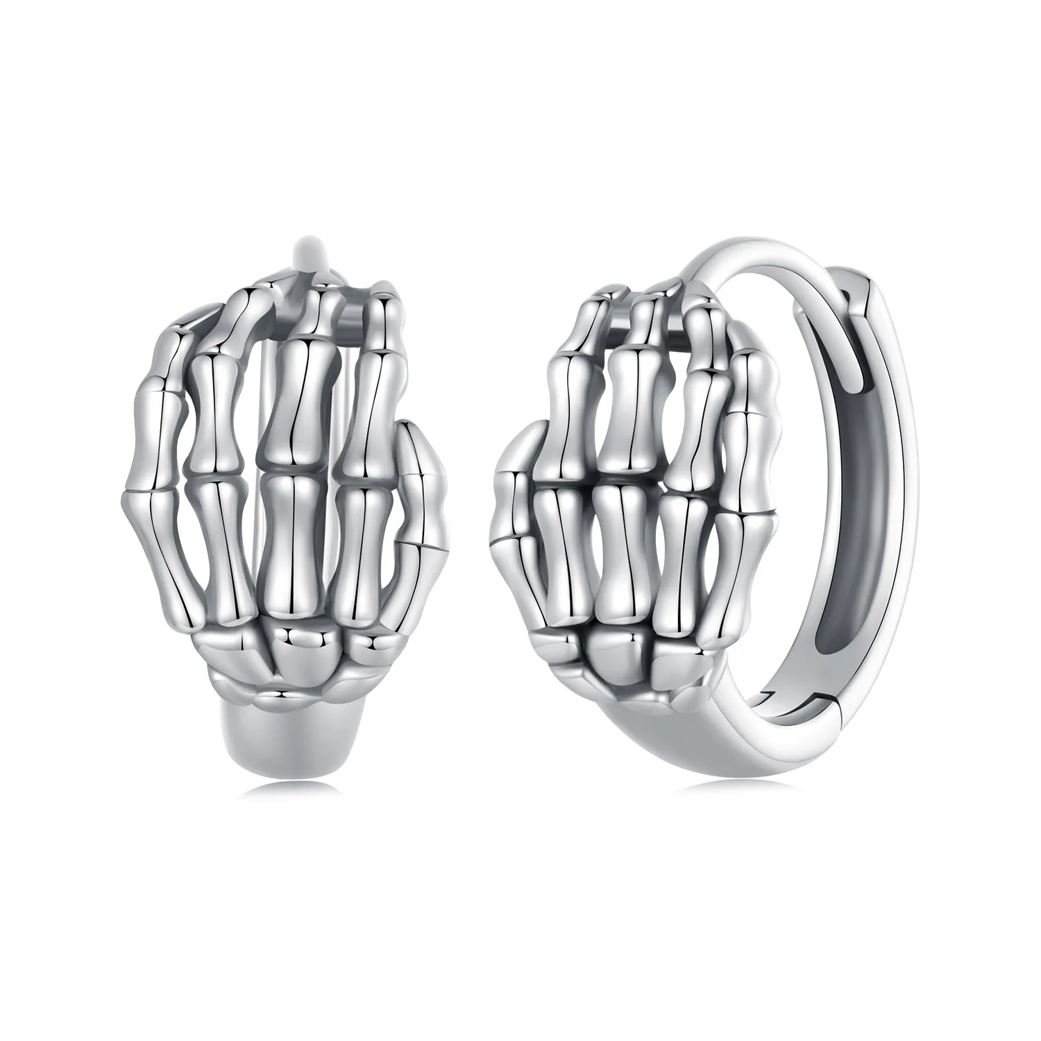 pandora style skeleton hand hoop earrings sce1641