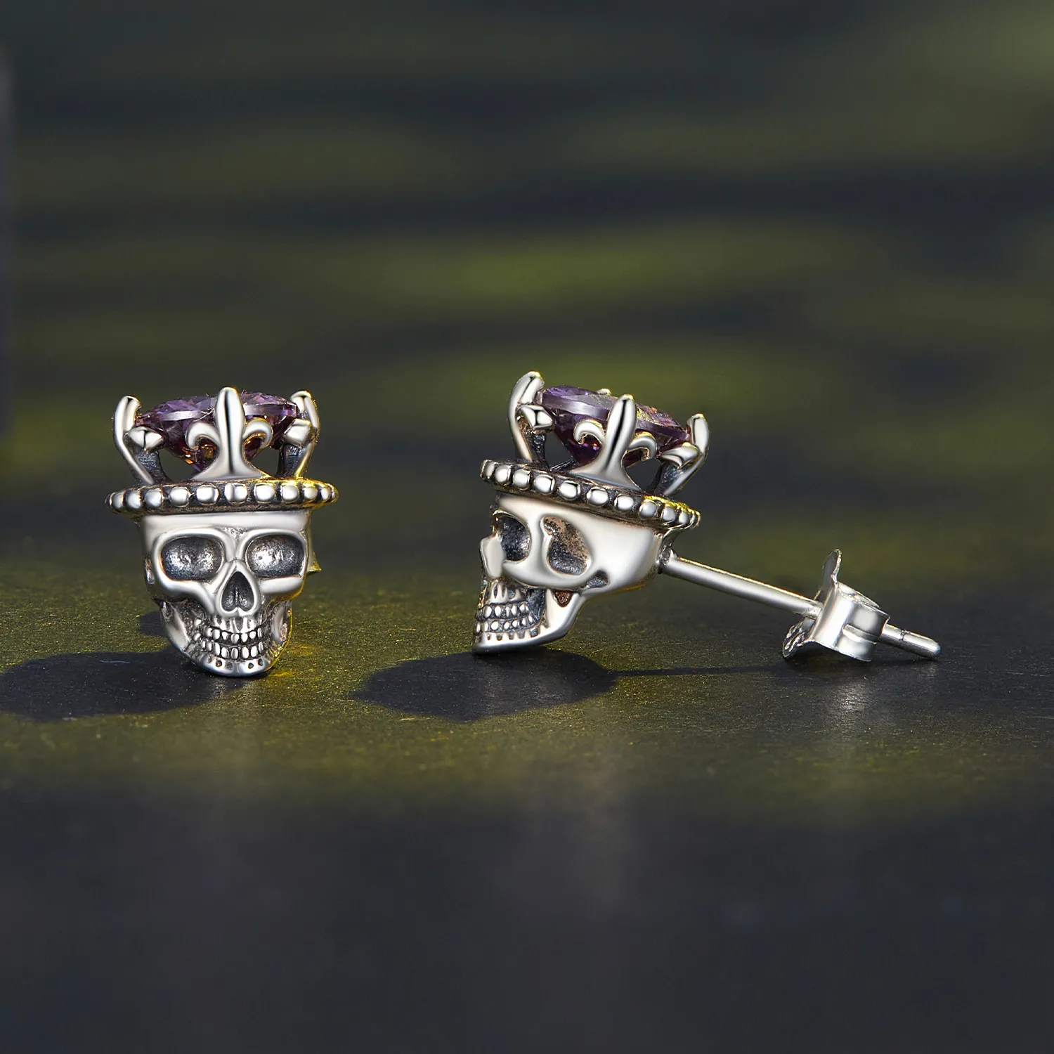 Pandora Style Skeleton King Studs Earrings - BSE892