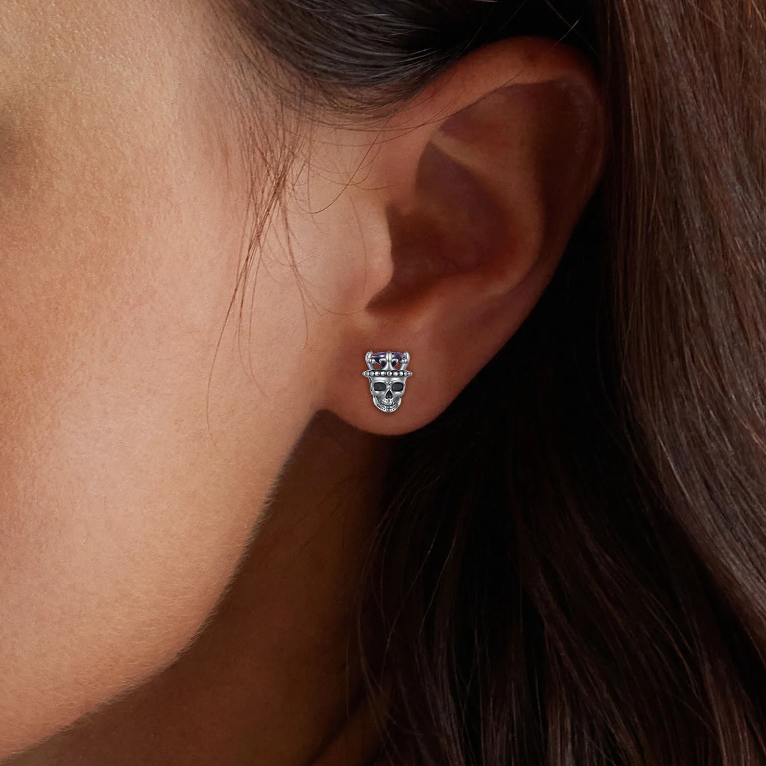 Pandora Style Skeleton King Studs Earrings - BSE892