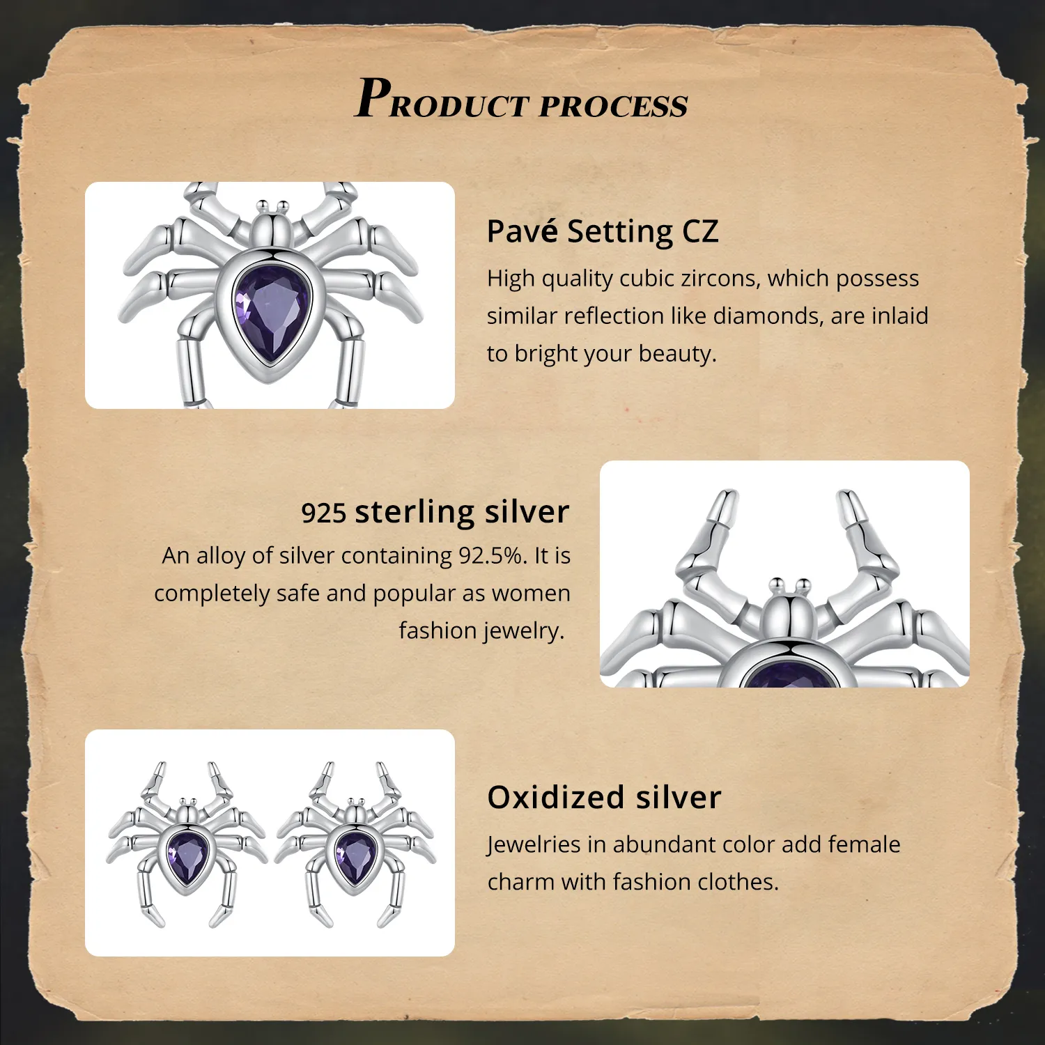 Pandora Style Spider Studs Earrings - BSE891