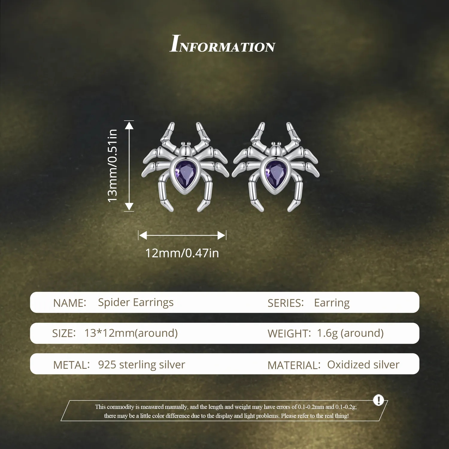 Pandora Style Spider Studs Earrings - BSE891