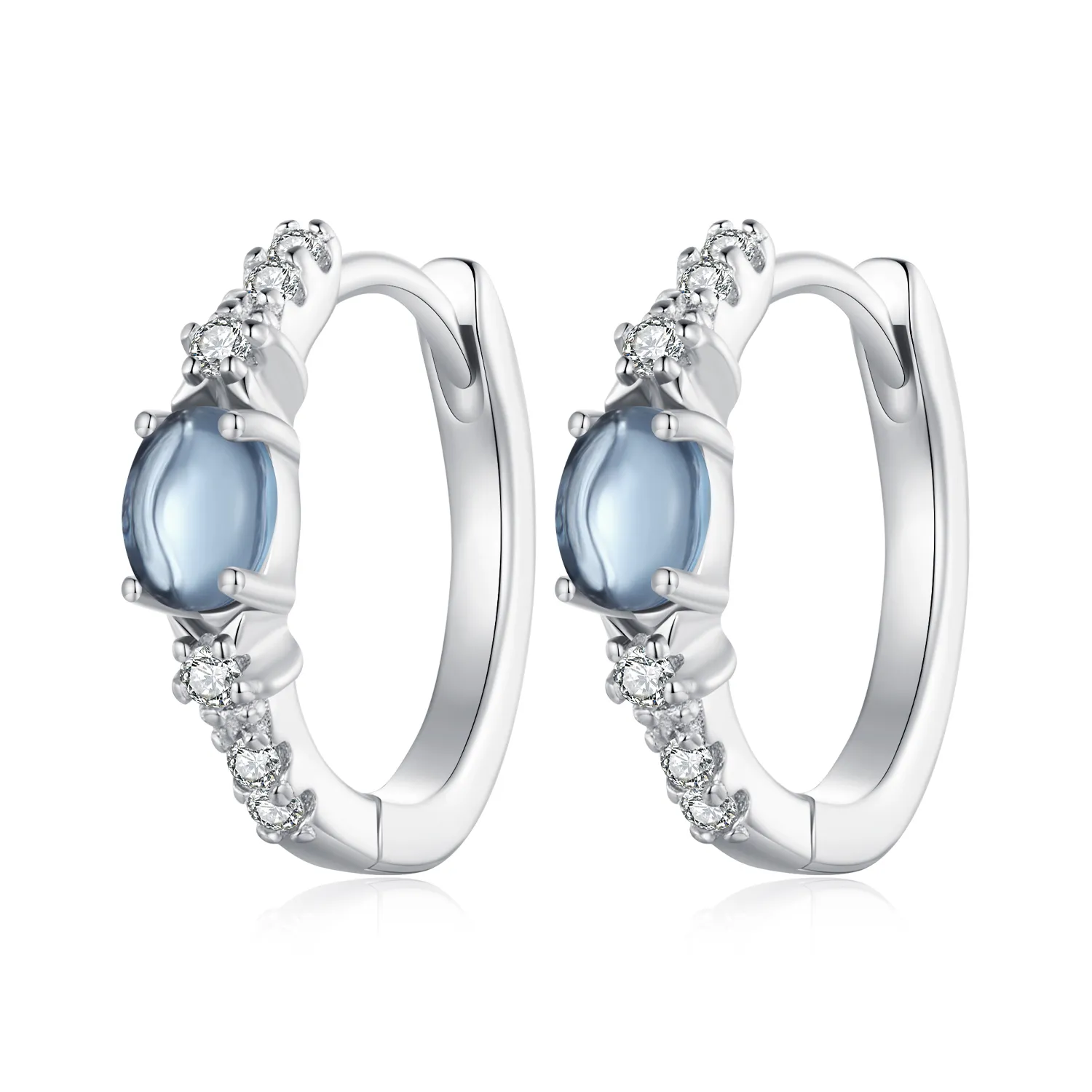 pandora style star blue glass hoop earrings bse859