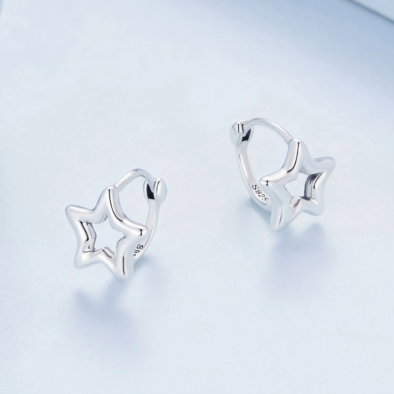 Pandora Style Star Hoop Earrings - BSE896