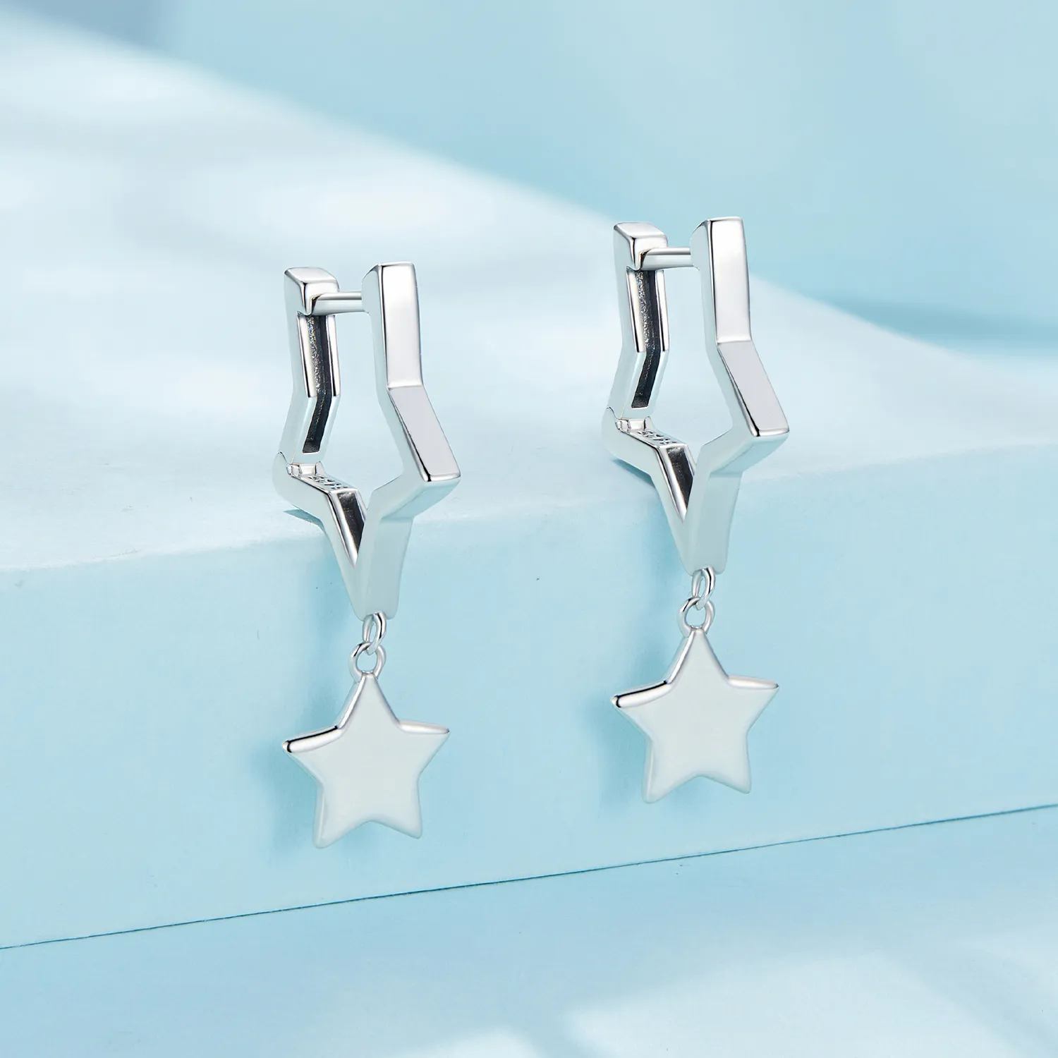 Pandora Style Star Hoop Earrings - SCE1621