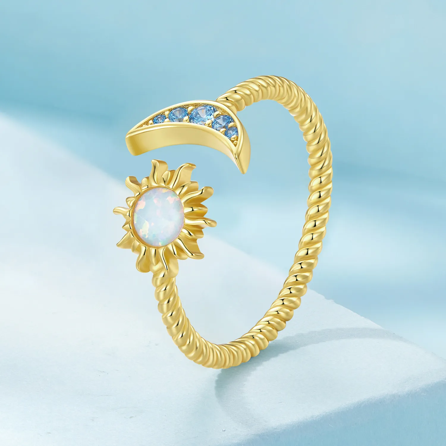 Pandora Style Sun, Moon and Stars Open Ring - SCR796-B