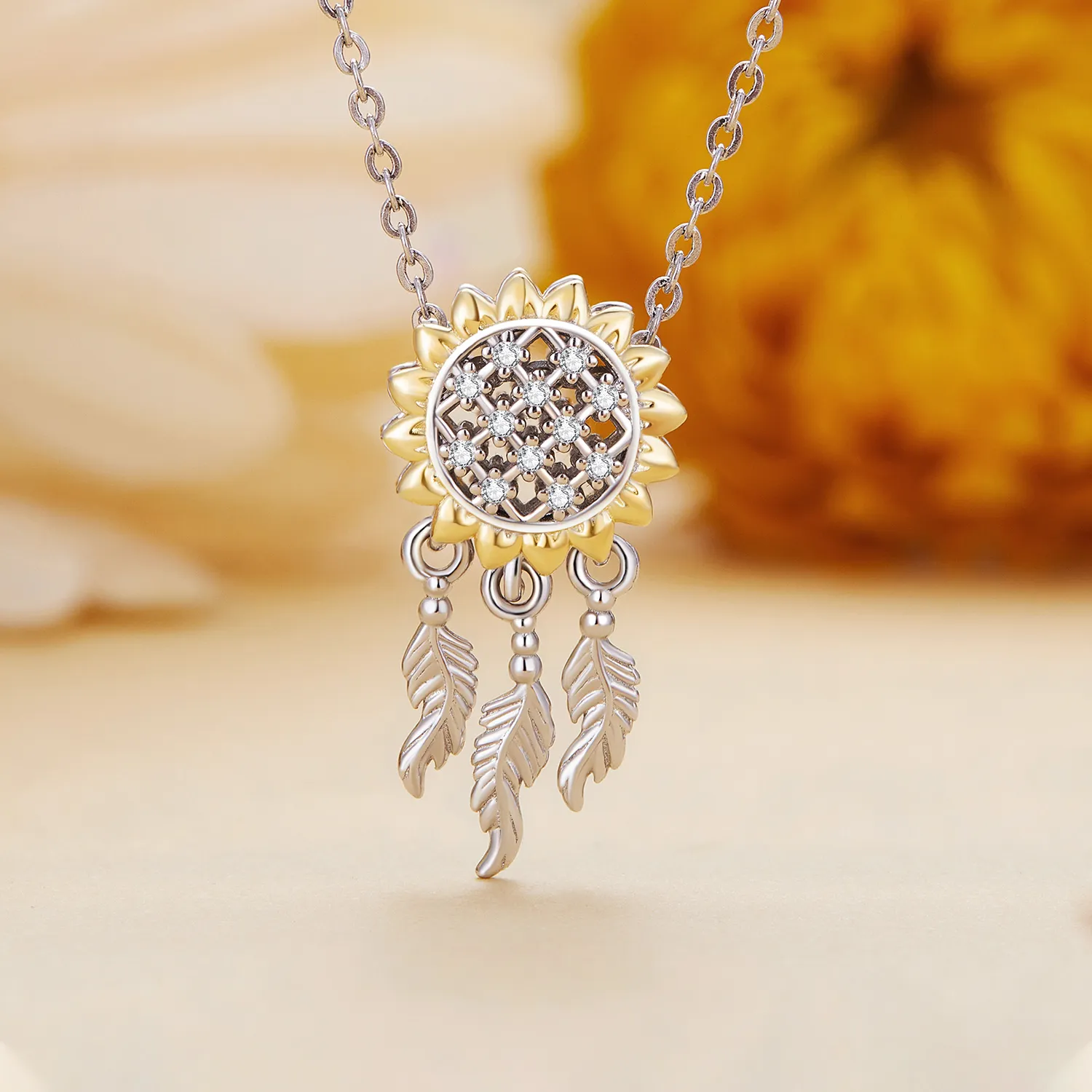 Pandora Style Sunflower Dream Catcher Charm - BSC820