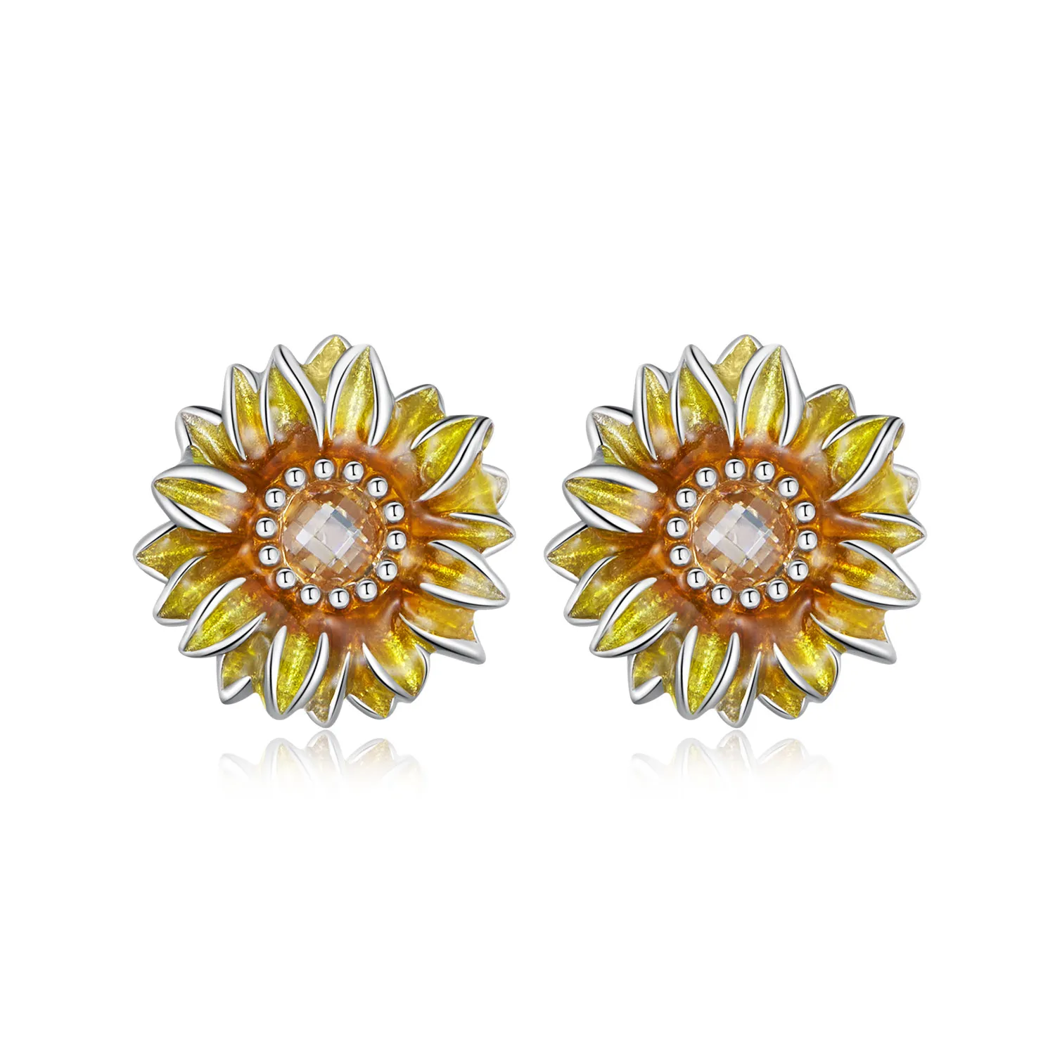 Pandora Style Sunflower Studs Earrings - BSE867