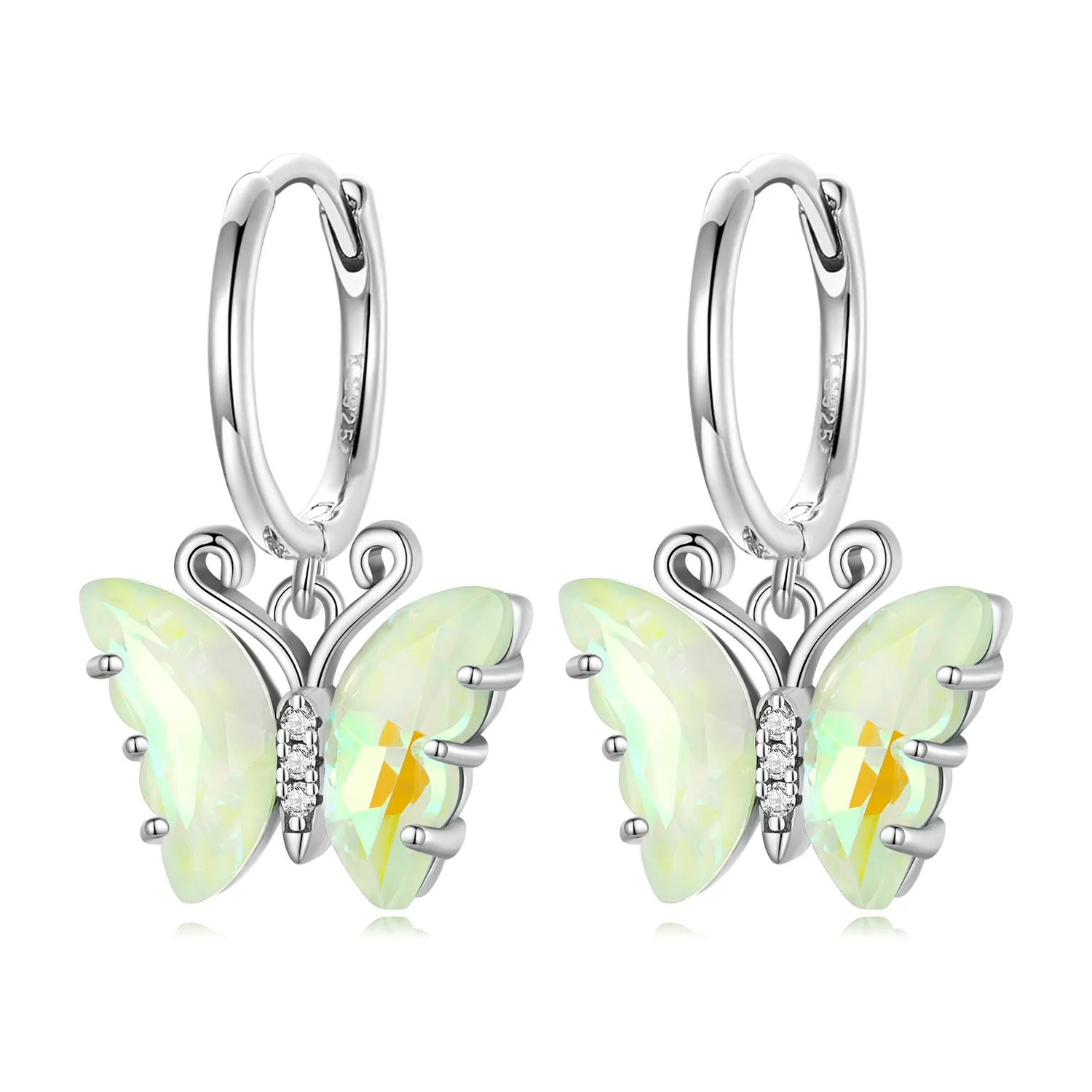 Pandora Style Symphony Butterfly Hoop Earrings - SCE1588-GN