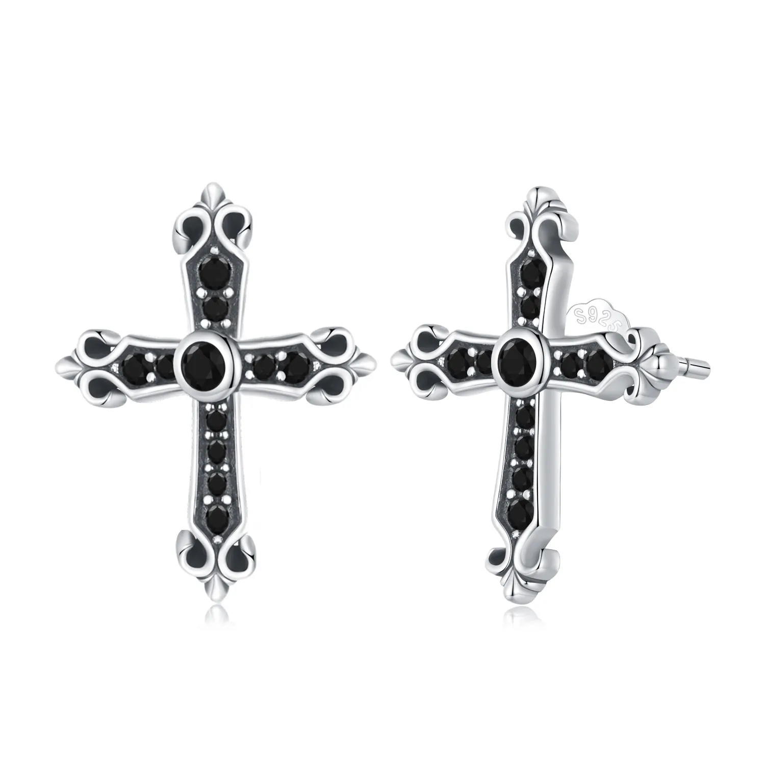 Pandora Style Vintage Cross Studs Earrings - SCE1655