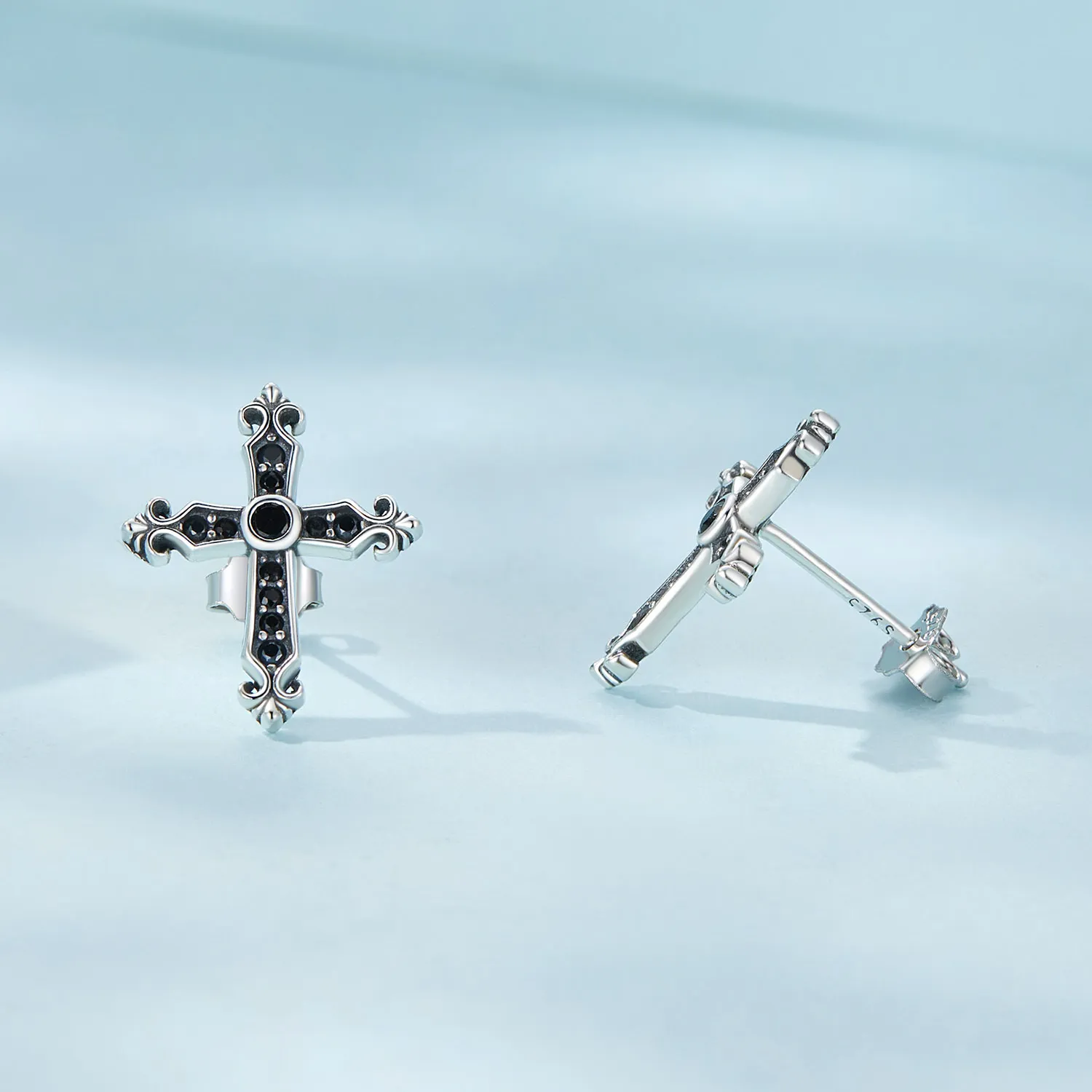 Pandora Style Vintage Cross Studs Earrings - SCE1655