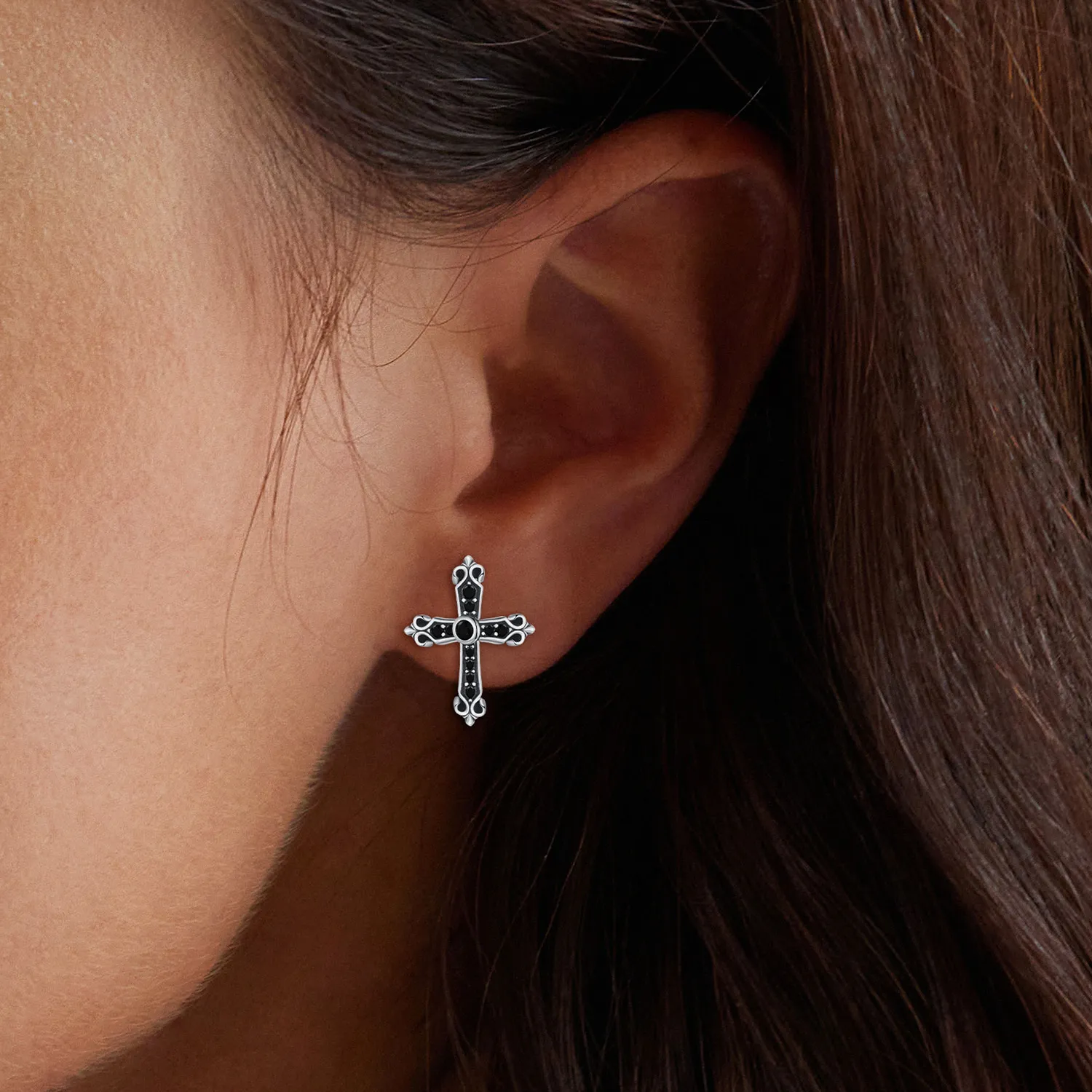 Pandora Style Vintage Cross Studs Earrings - SCE1655