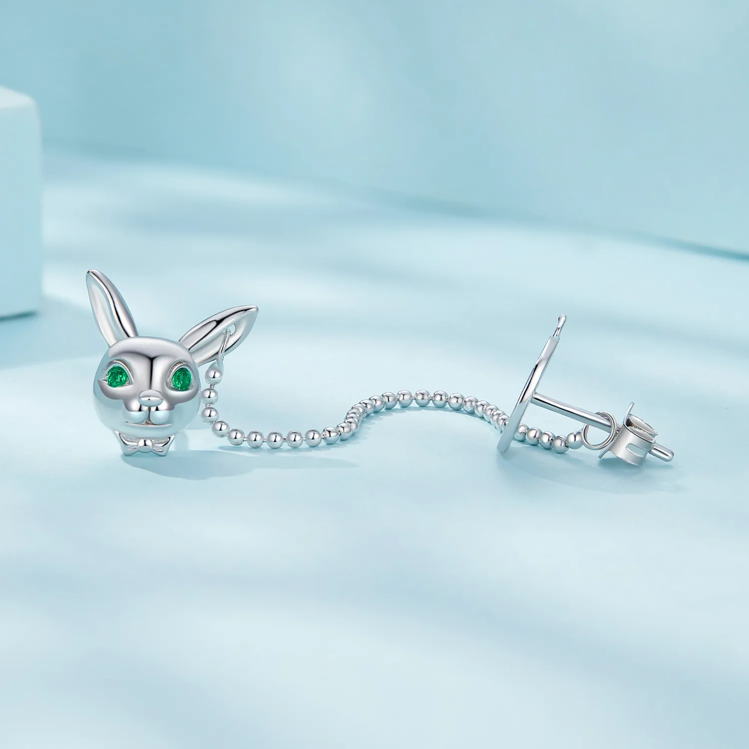 Pandora Style White Rabbit Clock Studs Earrings - SCE1617