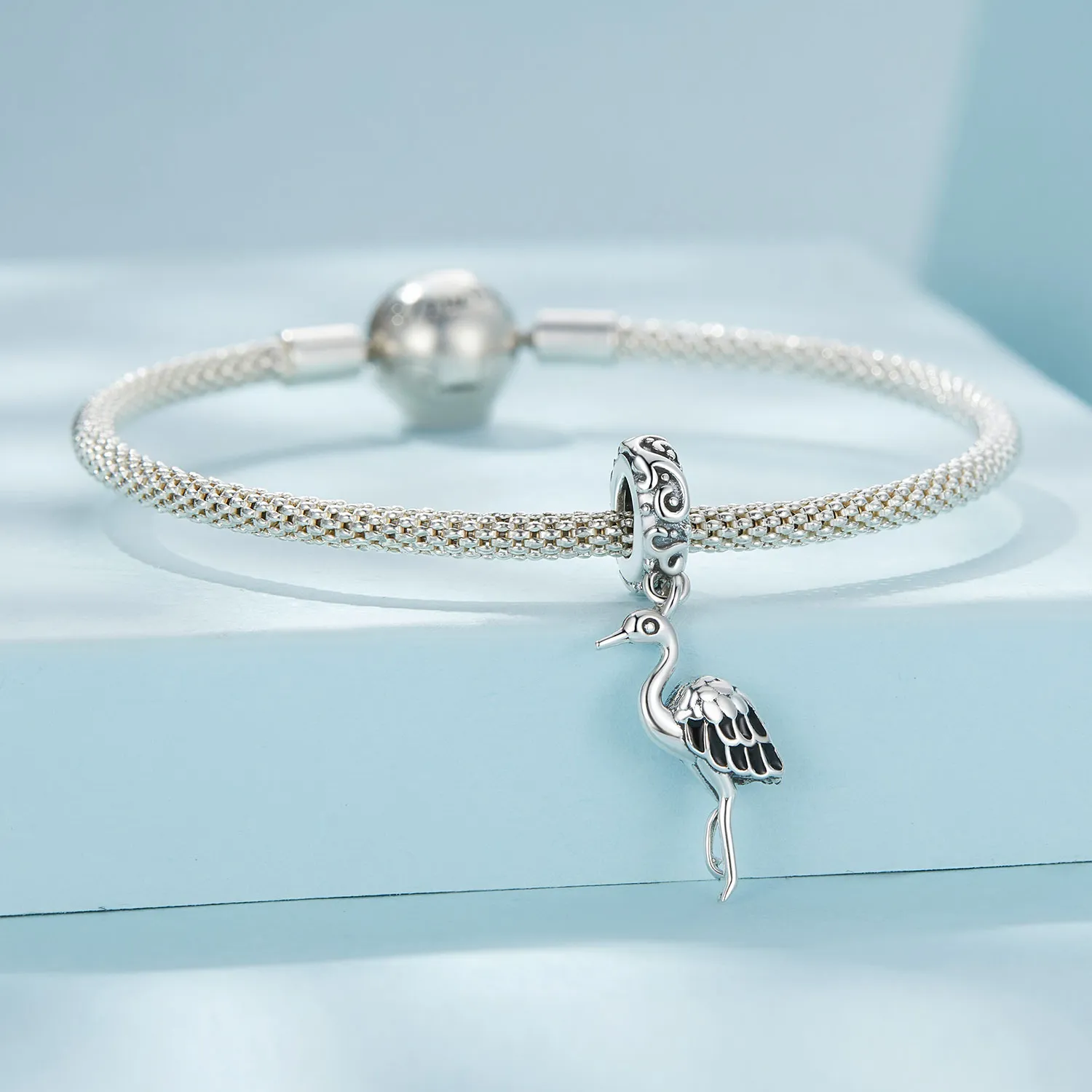 Pandora Style White Stork Dangle - SCC2635