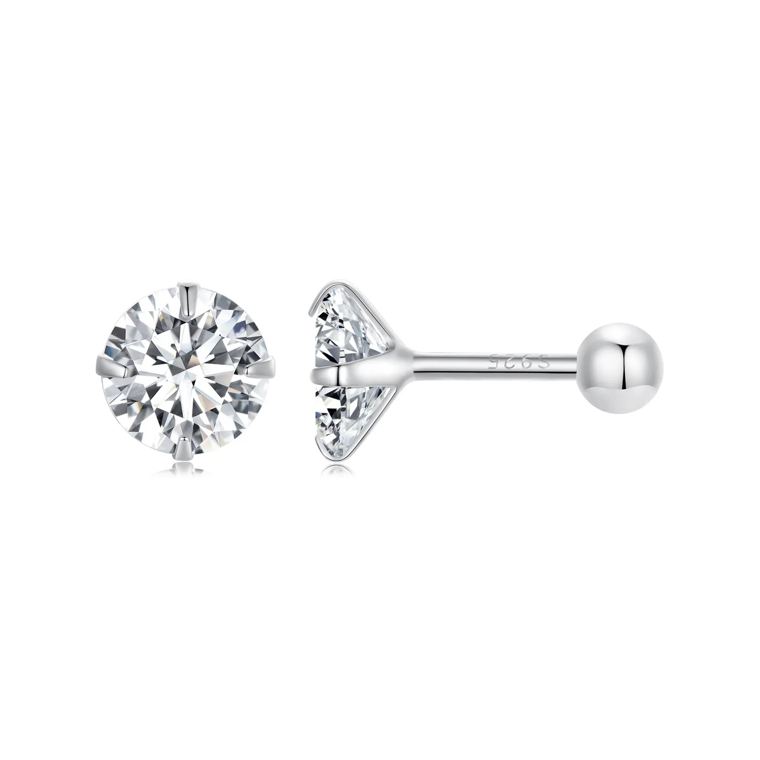 Pandora Style White Zirconium Studs Earrings - SCE1646-M