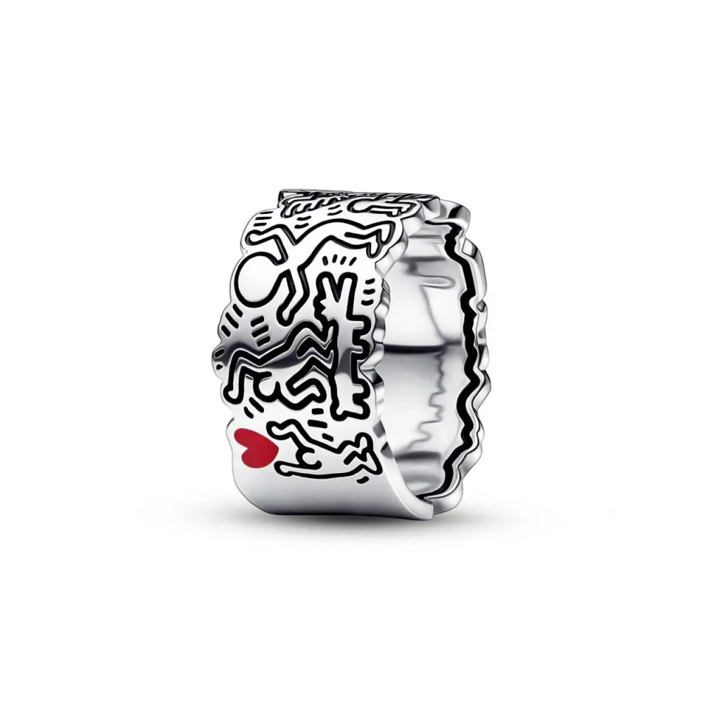 Keith Haring™ x Pandora Line Art Love & People Wide Ring - 192222C01