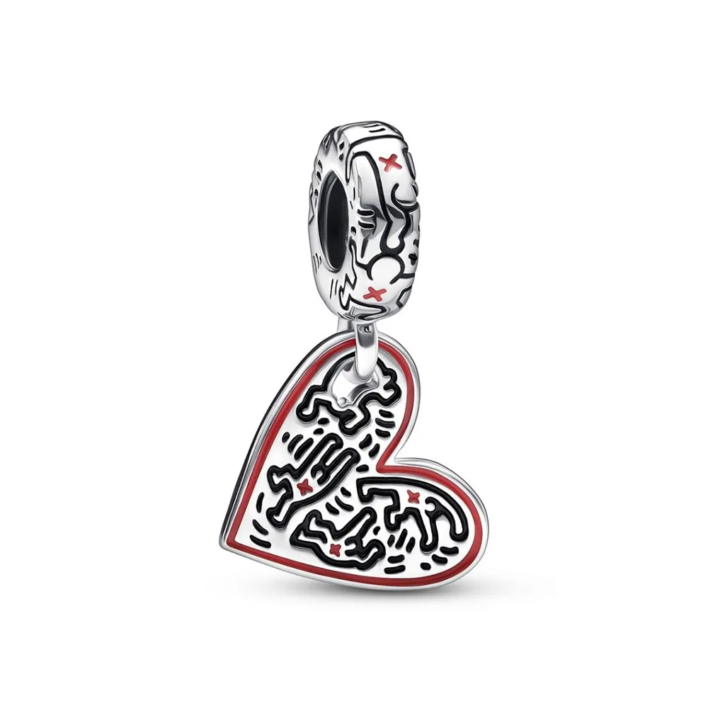 keith haring x pandora line art people heart dangle charm 792215c01